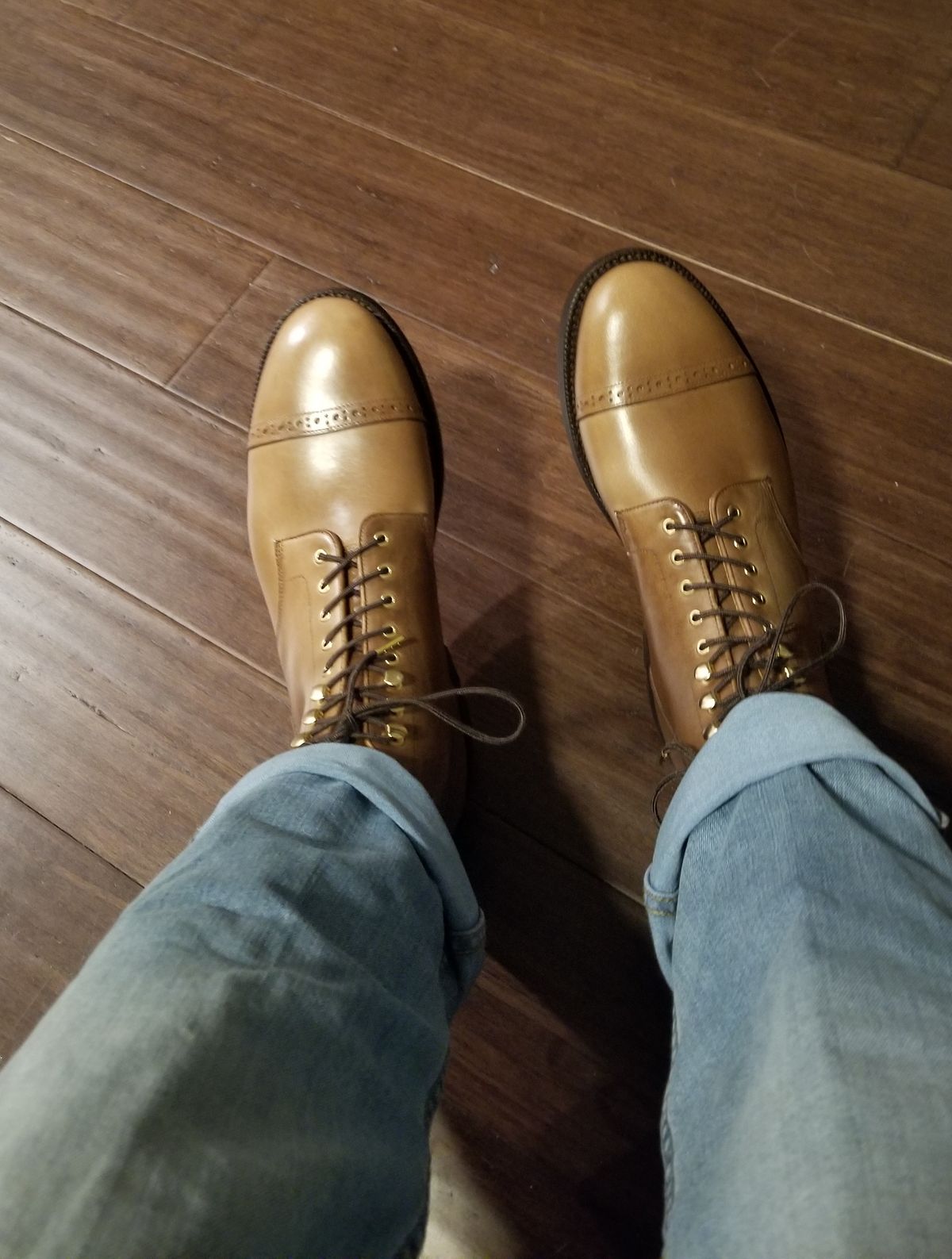 Photo by InfernalJusticator on May 31, 2025 of the Grant Stone Garrison Boot in Horween Dune Chromexcel.