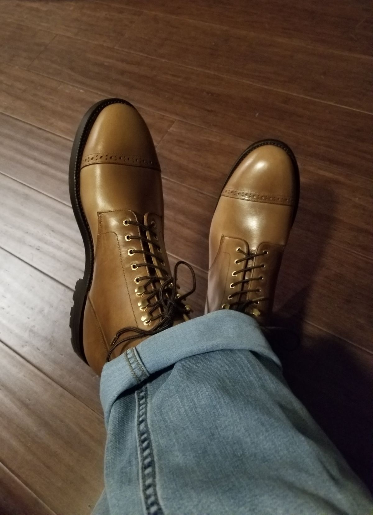 Photo by InfernalJusticator on May 31, 2025 of the Grant Stone Garrison Boot in Horween Dune Chromexcel.