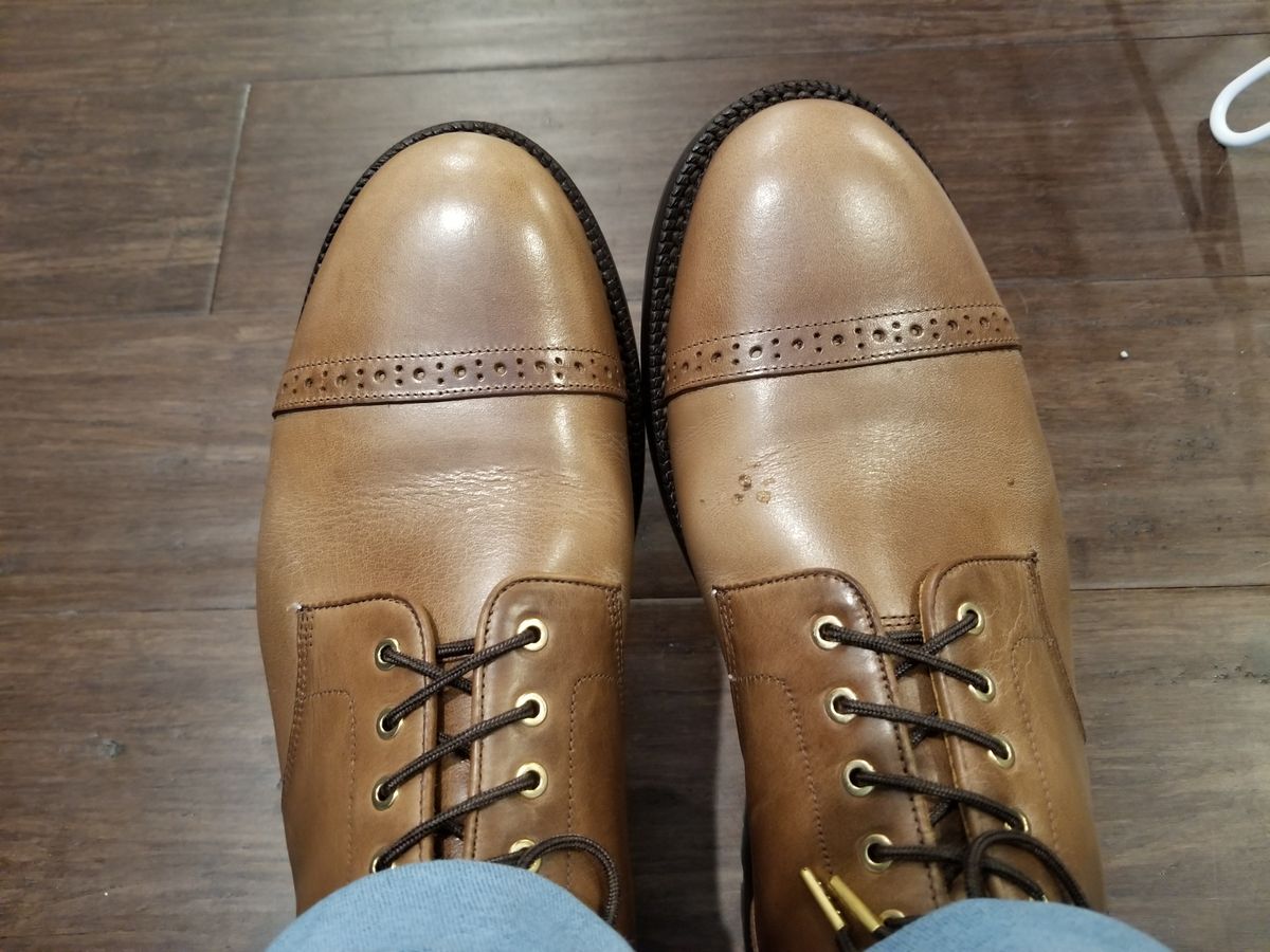 Photo by InfernalJusticator on May 31, 2025 of the Grant Stone Garrison Boot in Horween Dune Chromexcel.