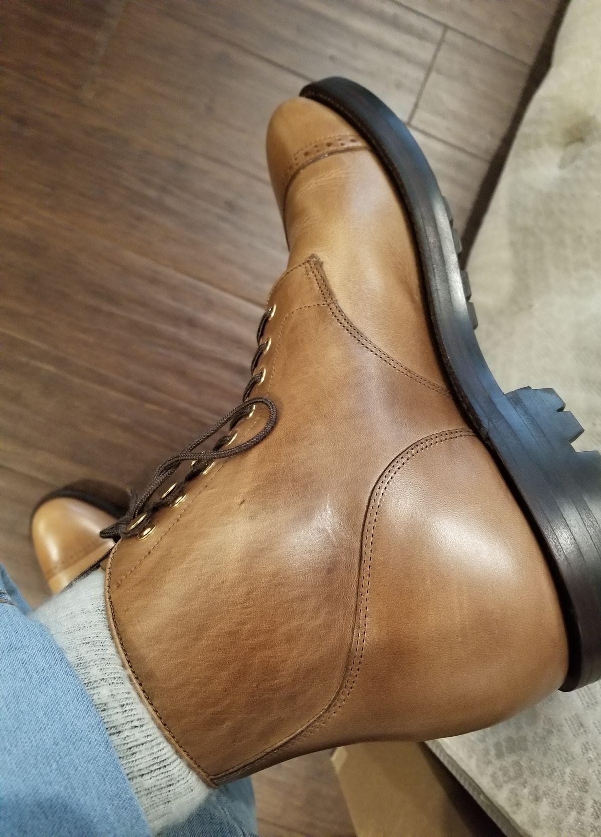 Photo by InfernalJusticator on May 31, 2025 of the Grant Stone Garrison Boot in Horween Dune Chromexcel.