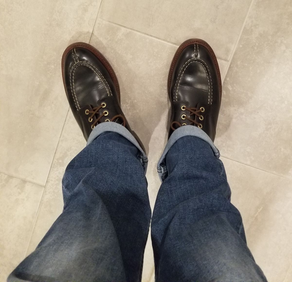 Photo by InfernalJusticator on April 1, 2025 of the Grant Stone Ottawa Boot in Horween Black Chromexcel.
