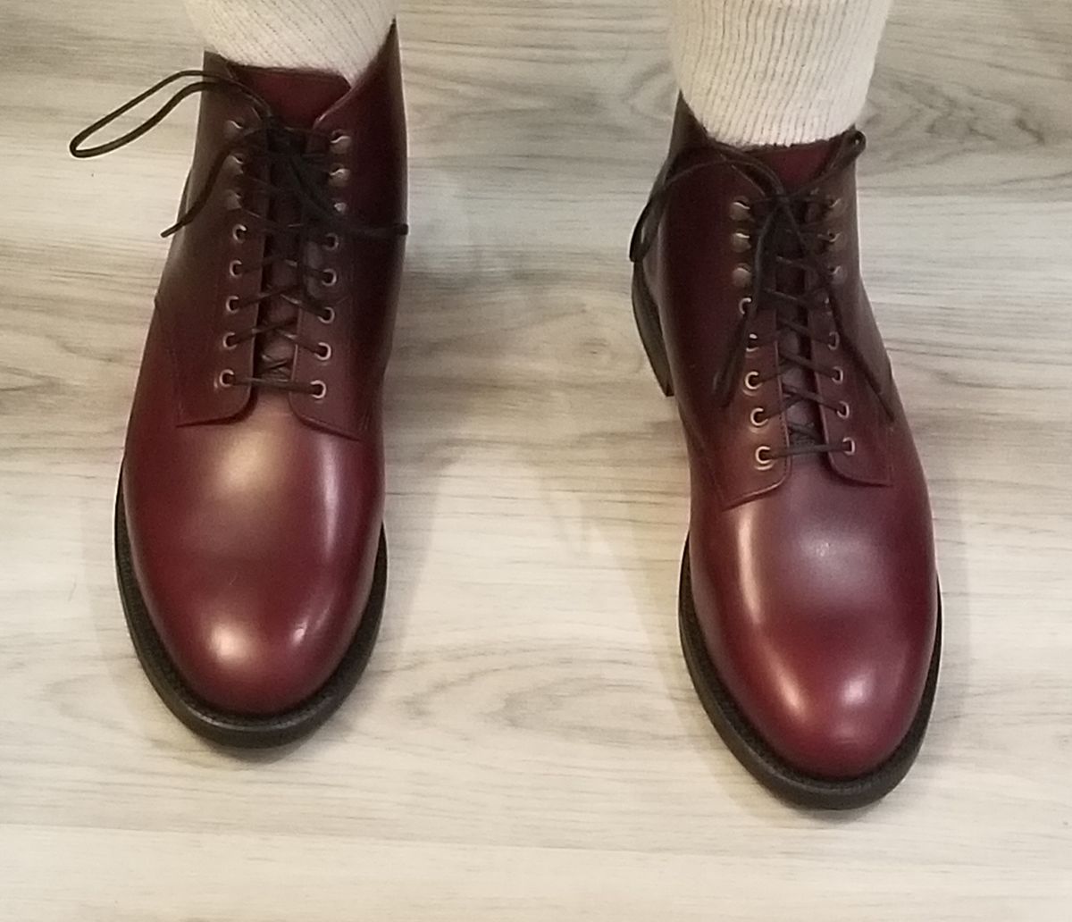 Photo by InfernalJusticator on December 29, 2023 of the Grant Stone Edward Boot in Horween Color 8 Chromexcel.