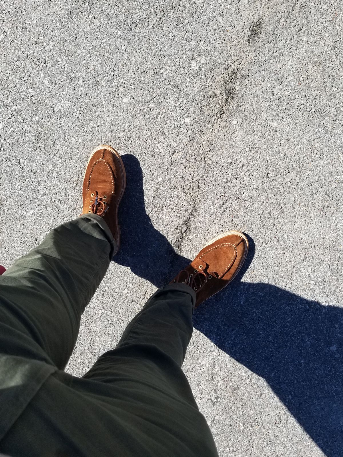 Photo by InfernalJusticator on April 17, 2024 of the Grant Stone Ottawa Boot in C.F. Stead Bourbon Repello Calf Suede.