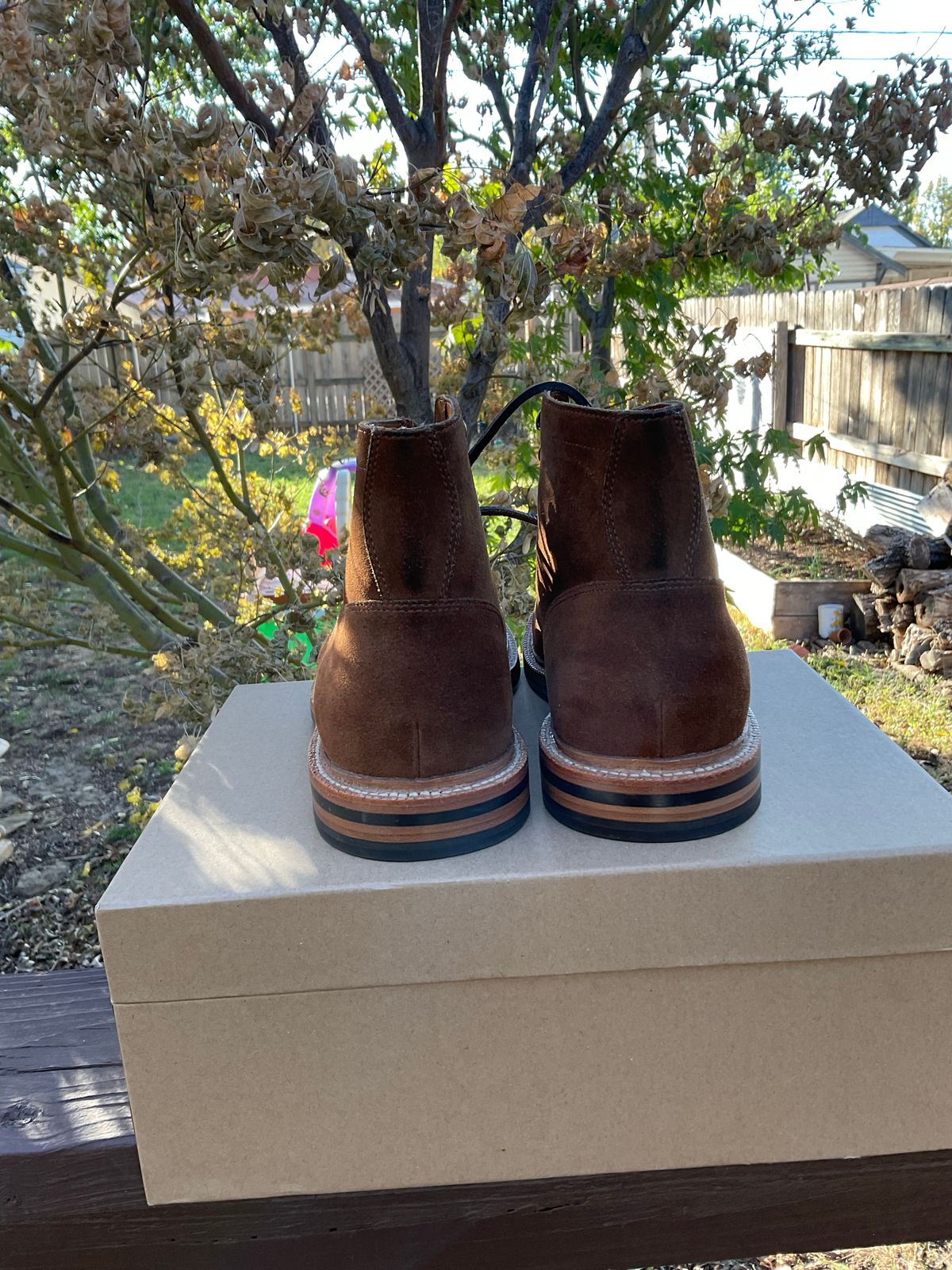 Photo by kenny_trill_kenny on November 1, 2022 of the Grant Stone Diesel Boot in C.F. Stead Bourbon Repello Calf Suede.