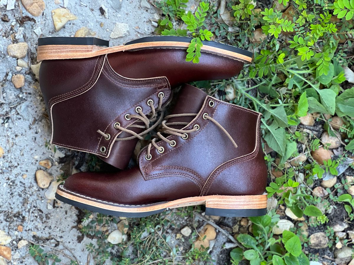 Photo by Bluesbrosg4ev on October 5, 2023 of the Nicks Lace Up Heritage in Horween Tan Waxed Flesh.