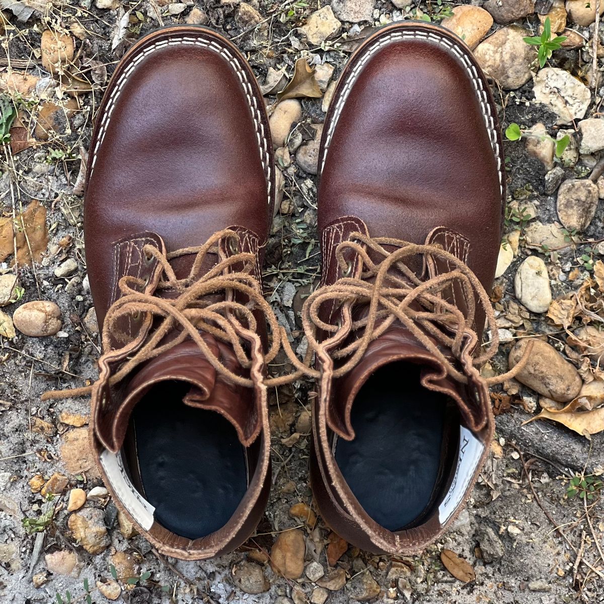 Photo by Bluesbrosg4ev on November 1, 2023 of the Nicks Lace Up Heritage in Horween Tan Waxed Flesh.