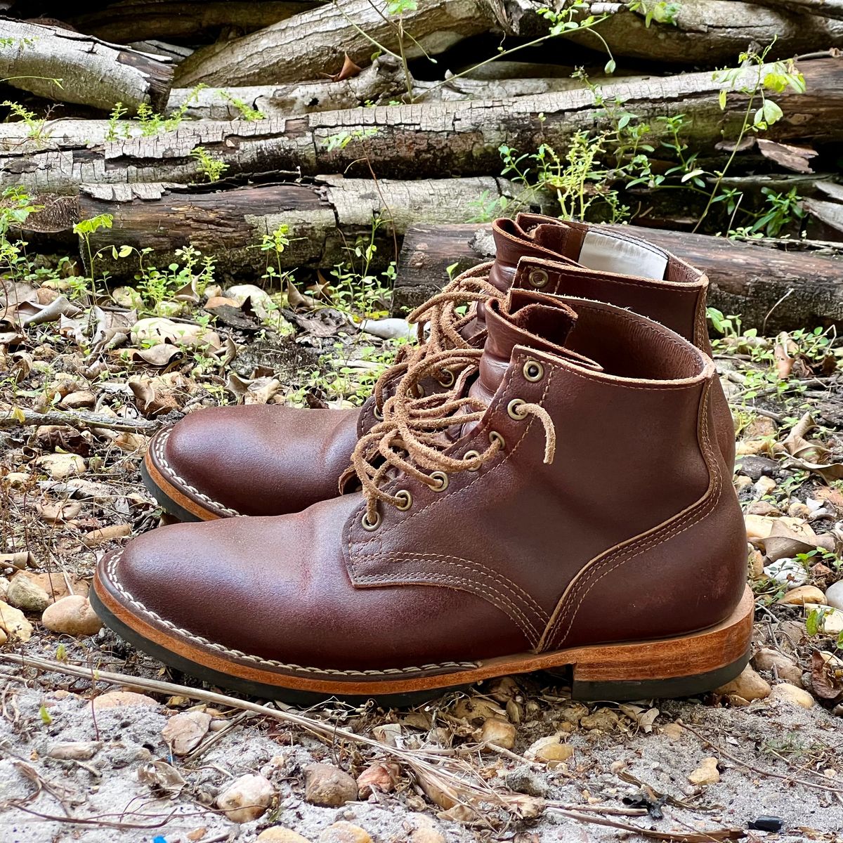 Photo by Bluesbrosg4ev on December 5, 2023 of the Nicks Lace Up Heritage in Horween Tan Waxed Flesh.