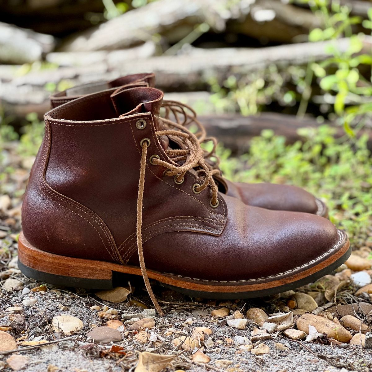 Photo by Bluesbrosg4ev on January 5, 2024 of the Nicks Lace Up Heritage in Horween Tan Waxed Flesh.