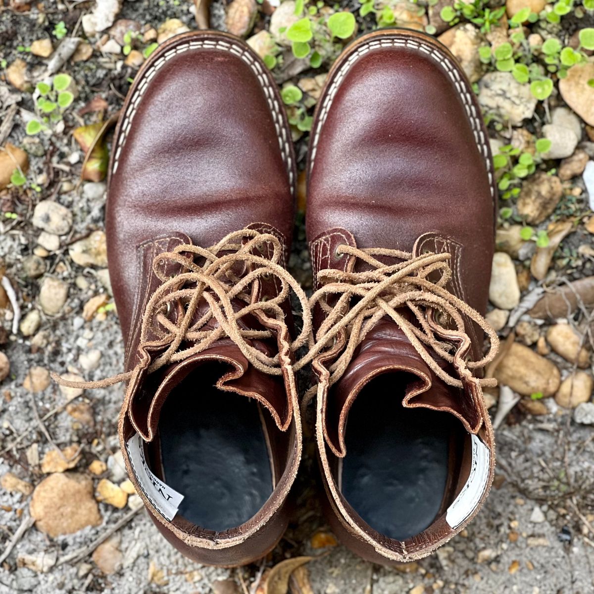 Photo by Bluesbrosg4ev on January 5, 2024 of the Nicks Lace Up Heritage in Horween Tan Waxed Flesh.