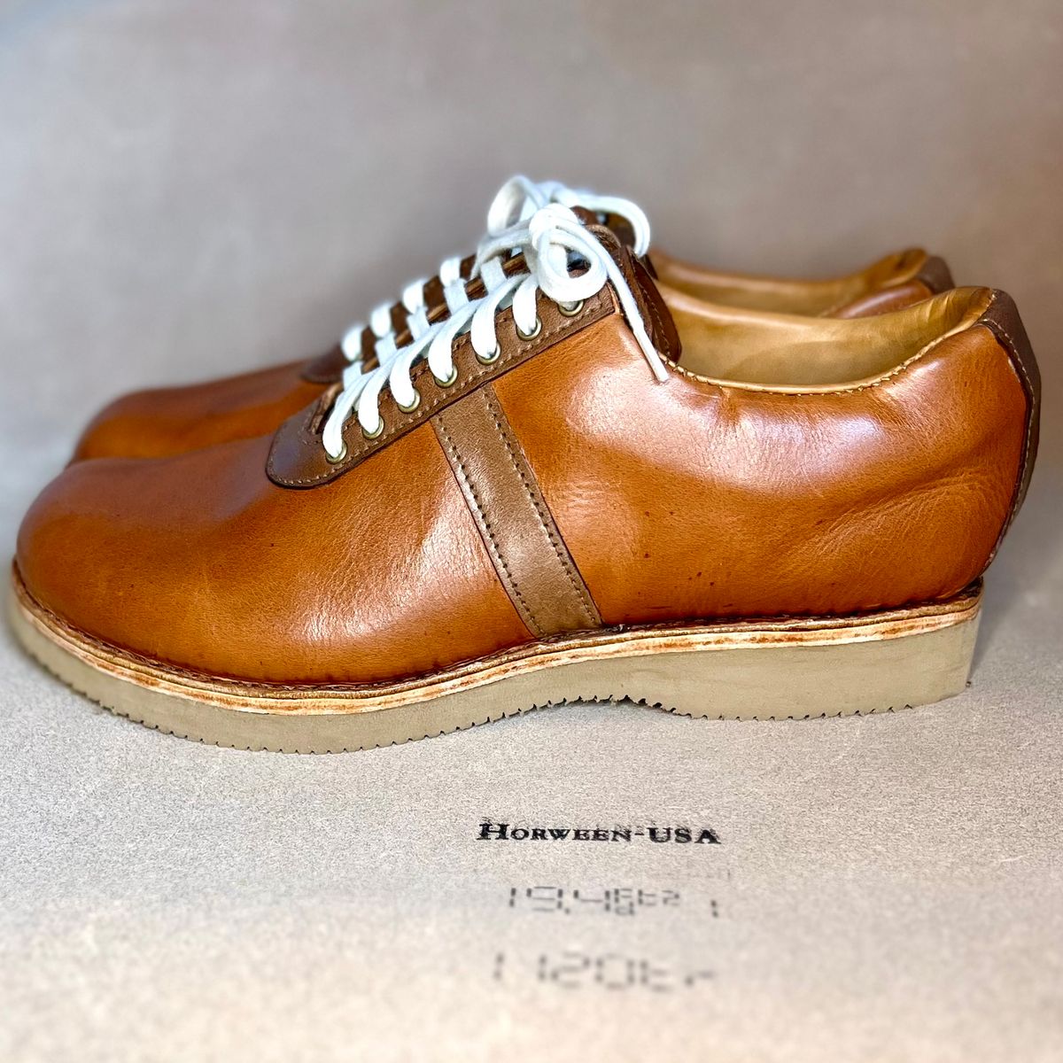 Photo by jprleather on November 5, 2025 of the Self-Made Munson Shoe in Horween Natural Derby.
