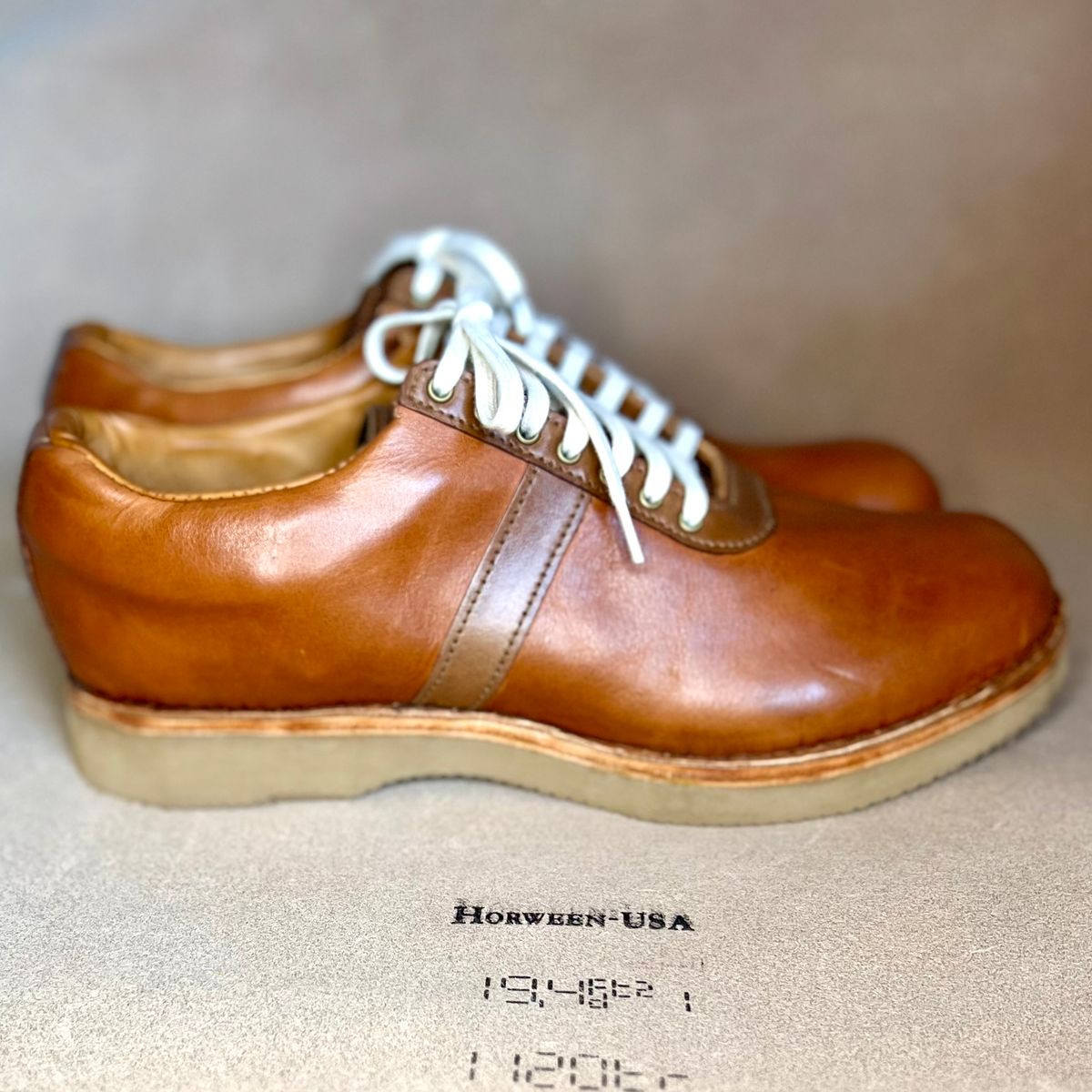 Photo by jprleather on November 5, 2025 of the Self-Made Munson Shoe in Horween Natural Derby.