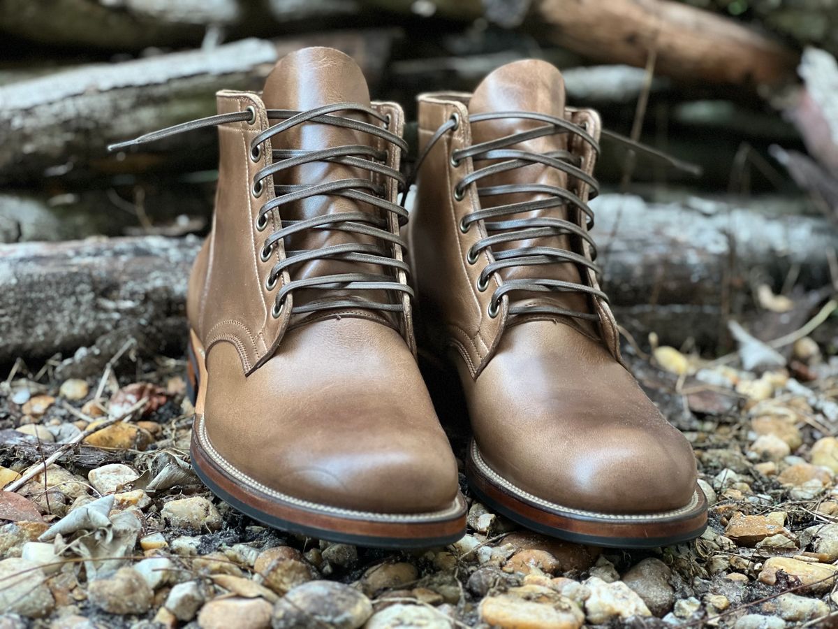 Photo by Bluesbrosg4ev on July 4, 2023 of the Viberg Service Boot in Horween Natural Chromexcel.