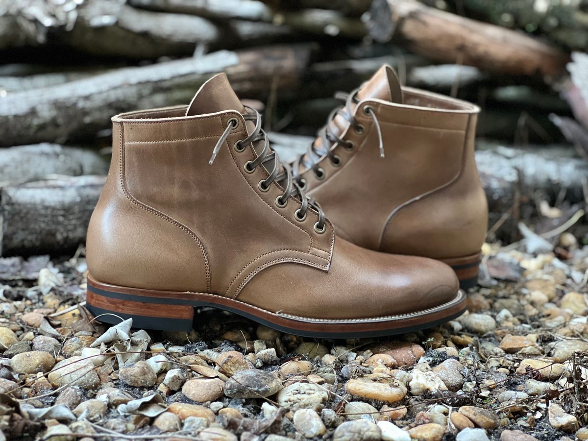 Photo by Bluesbrosg4ev on July 4, 2023 of the Viberg Service Boot in Horween Natural Chromexcel.