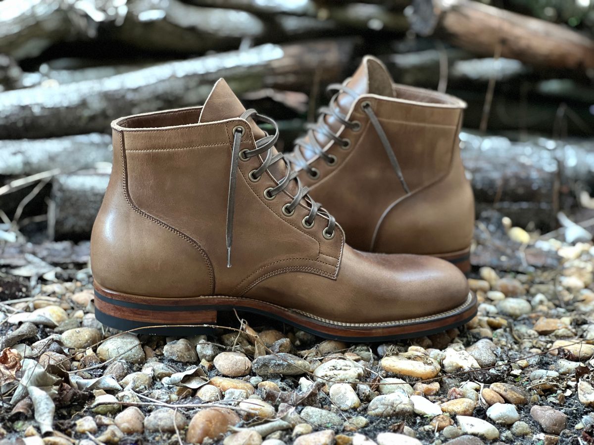 Photo by Bluesbrosg4ev on July 4, 2023 of the Viberg Service Boot in Horween Natural Chromexcel.