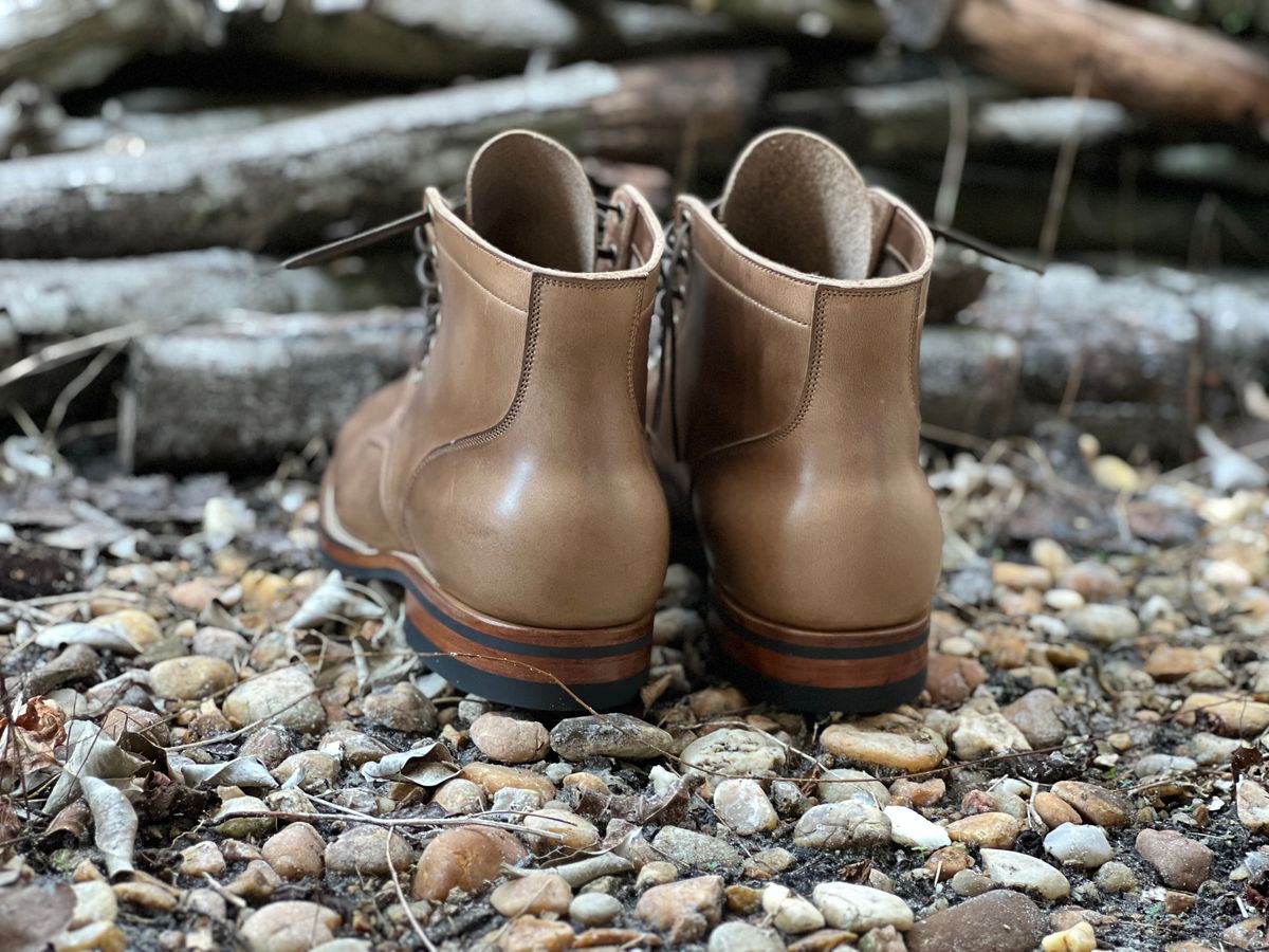 Photo by Bluesbrosg4ev on July 4, 2023 of the Viberg Service Boot in Horween Natural Chromexcel.