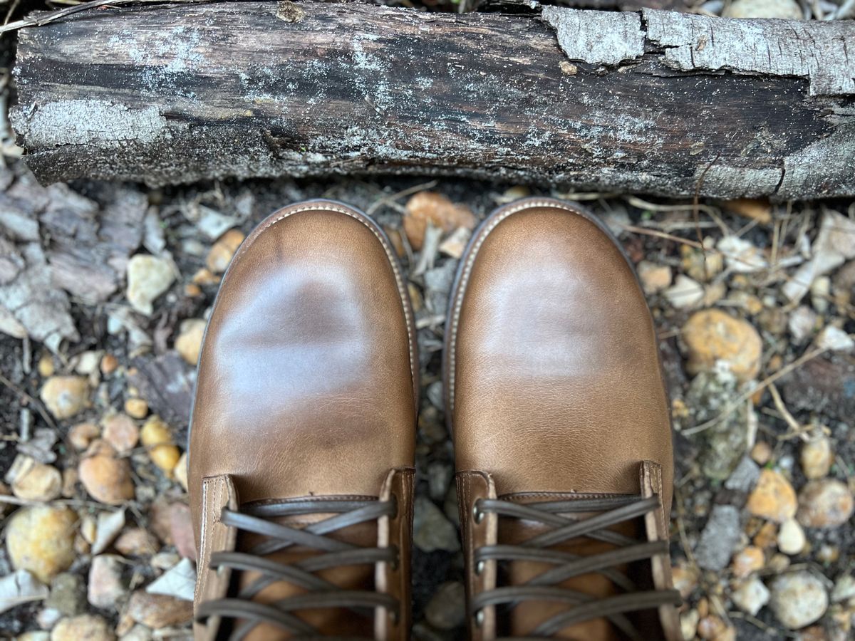 Photo by Bluesbrosg4ev on July 4, 2023 of the Viberg Service Boot in Horween Natural Chromexcel.