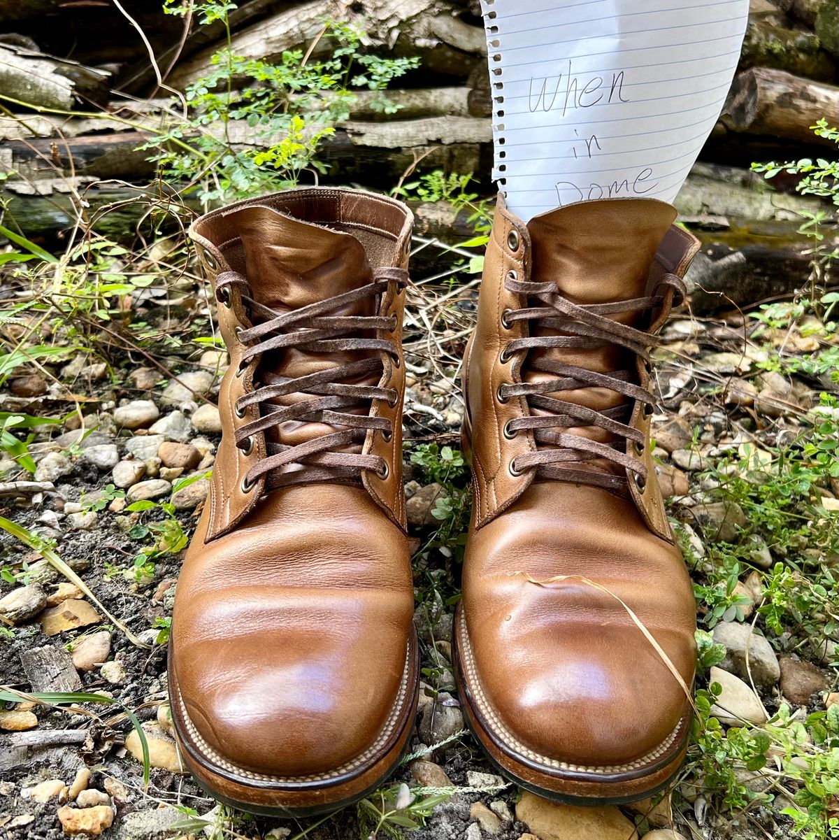 Photo by Bluesbrosg4ev on November 1, 2024 of the Viberg Service Boot in Horween Natural Chromexcel.