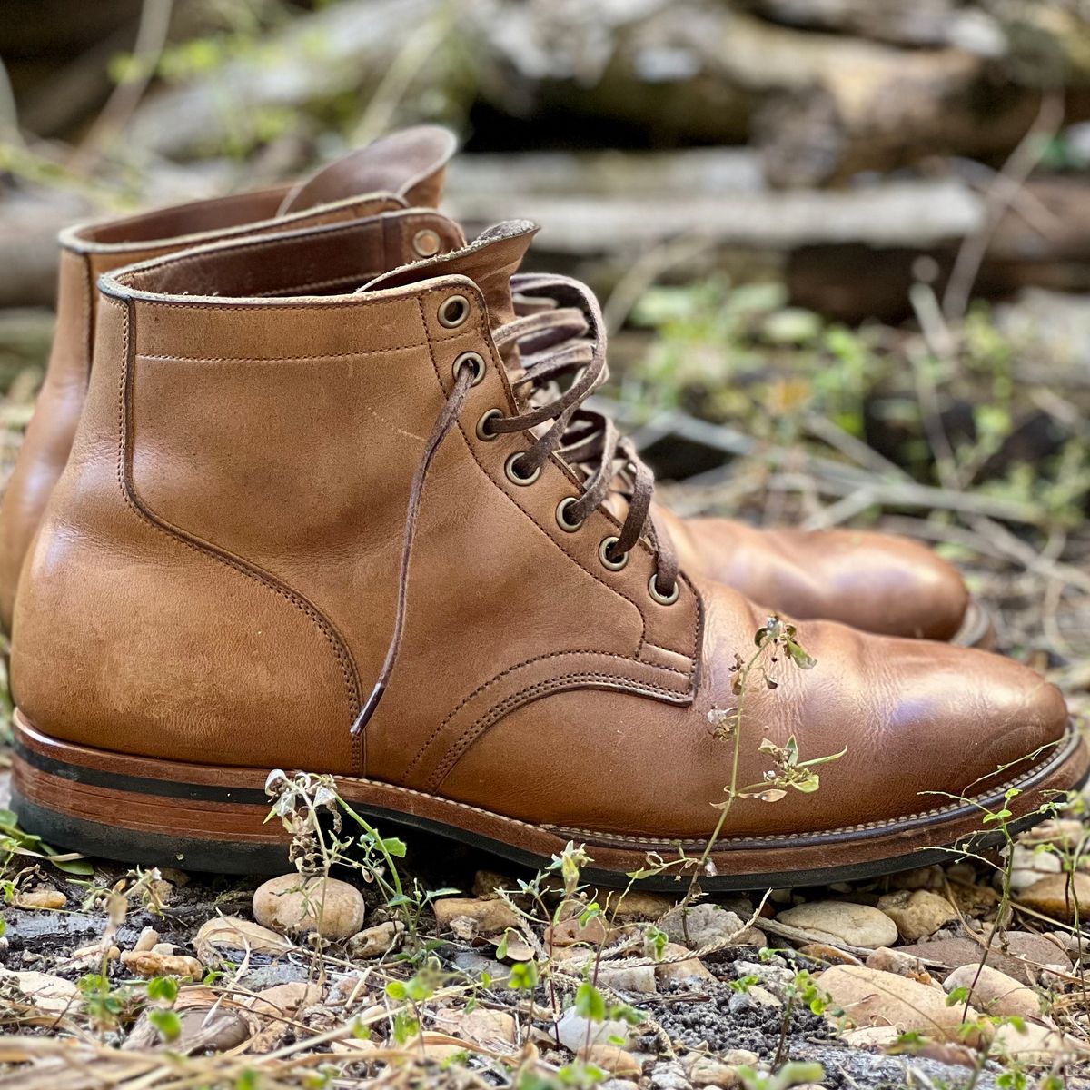 Photo by Bluesbrosg4ev on December 5, 2024 of the Viberg Service Boot in Horween Natural Chromexcel.