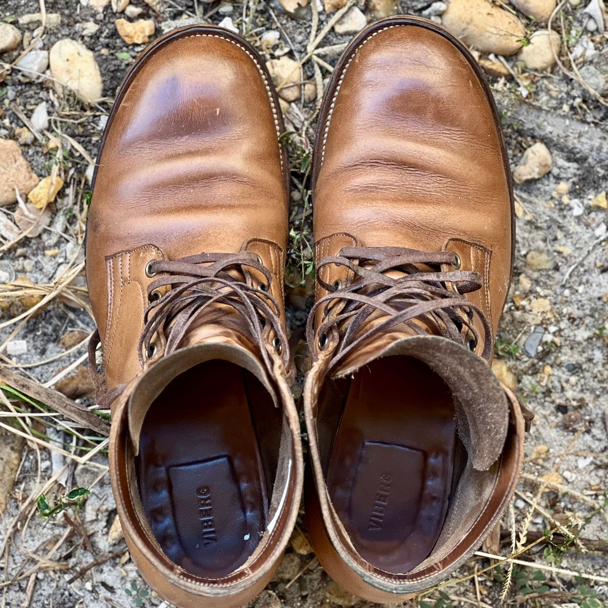 Photo by Bluesbrosg4ev on December 5, 2024 of the Viberg Service Boot in Horween Natural Chromexcel.
