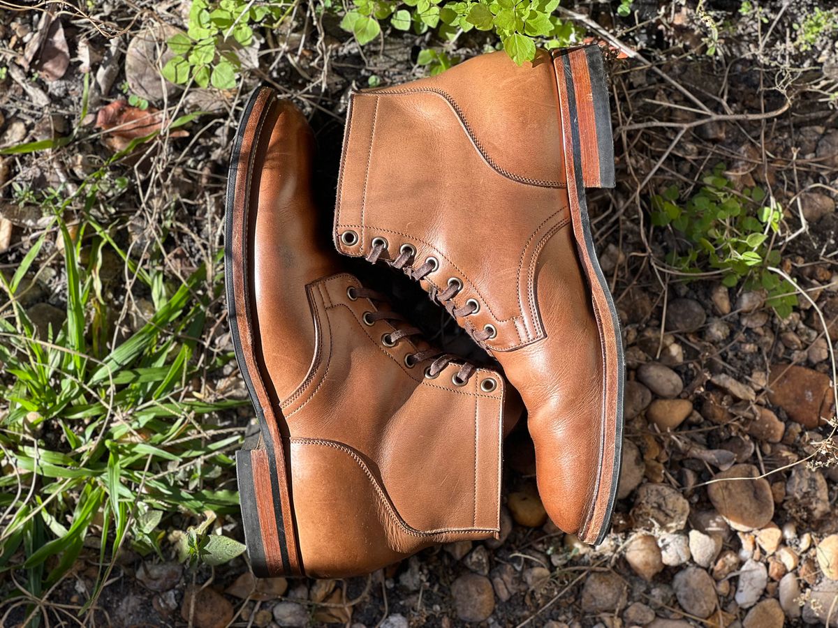 Photo by Bluesbrosg4ev on January 3, 2025 of the Viberg Service Boot in Horween Natural Chromexcel.