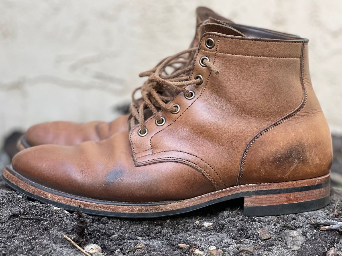 Photo by Bluesbrosg4ev on April 5, 2025 of the Viberg Service Boot in Horween Natural Chromexcel.