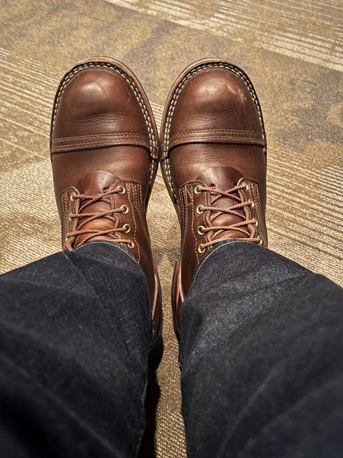 Photo by Stuville77 on May 3, 2024 of the Nicks Americana in Horween British Tan Chromexcel.