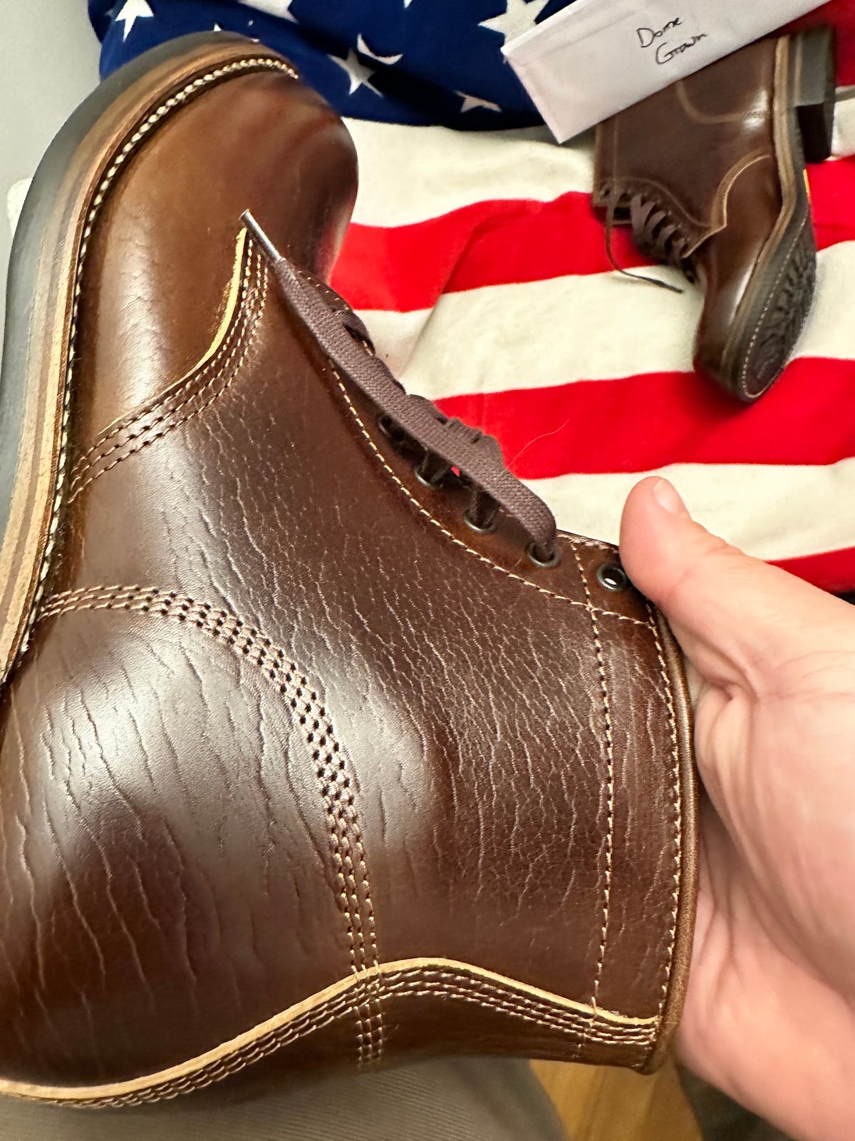 Photo by Stuville77 on November 2, 2023 of the John Lofgren Ludlow Boots in Shinki Timber Oiled Horsebutt.