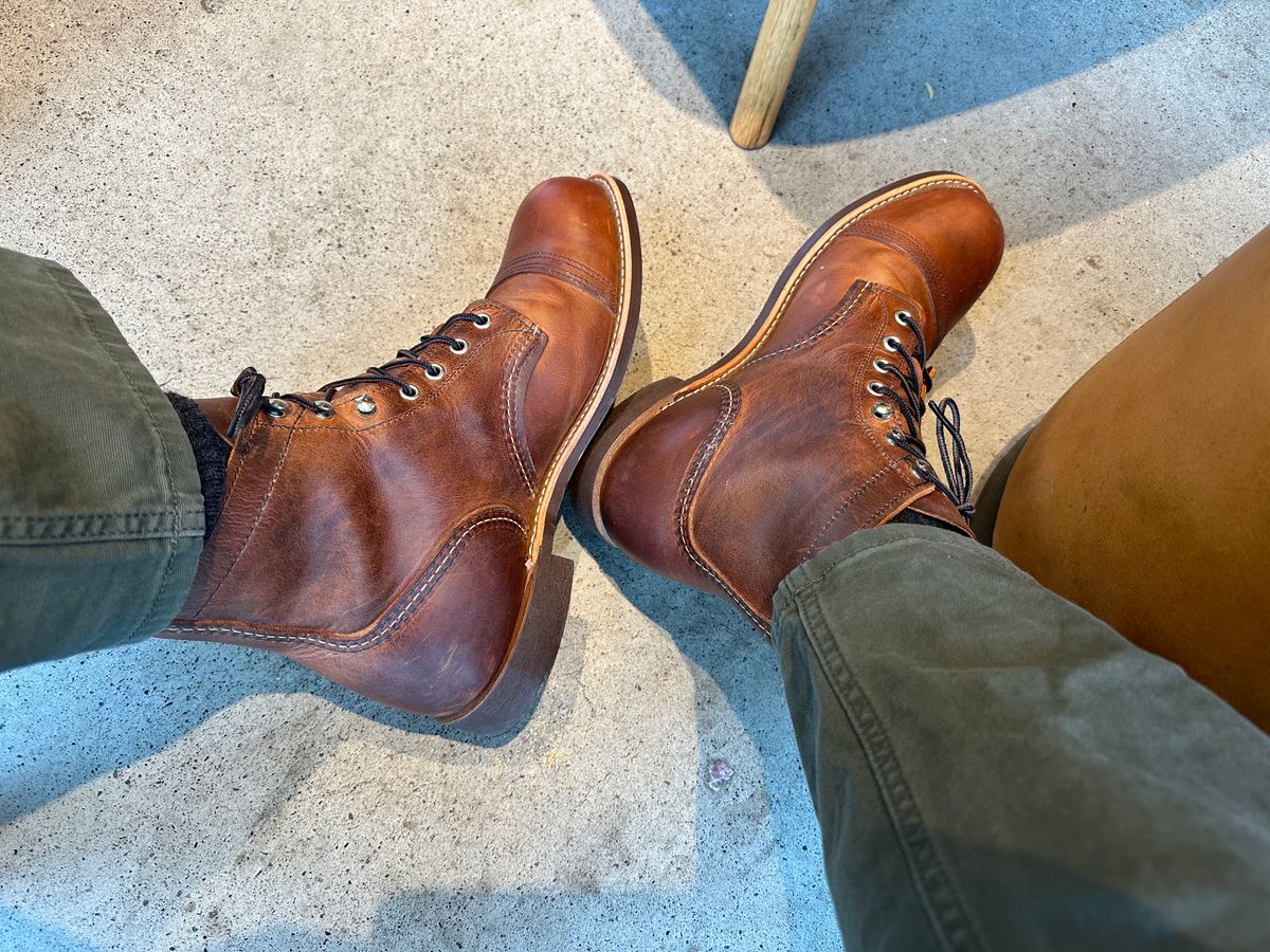 Photo by Stuville77 on October 15, 2023 of the Red Wing Iron Ranger in S.B. Foot Copper Rough and Tough.