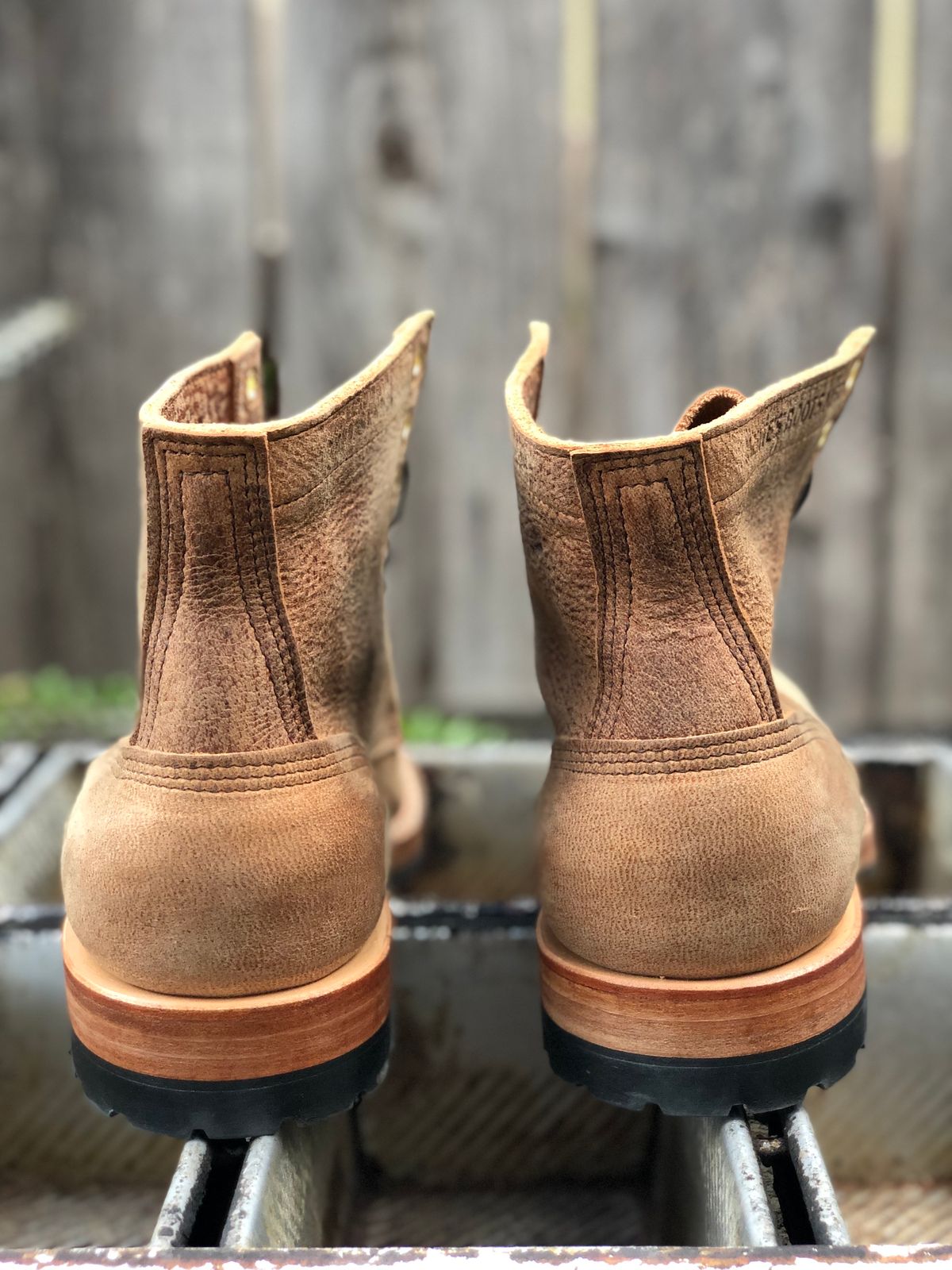Photo by SierraLizard on October 1, 2023 of the White's MP-Sherman Plain Toe in New Rosewood Waxed Elk Unicorn.