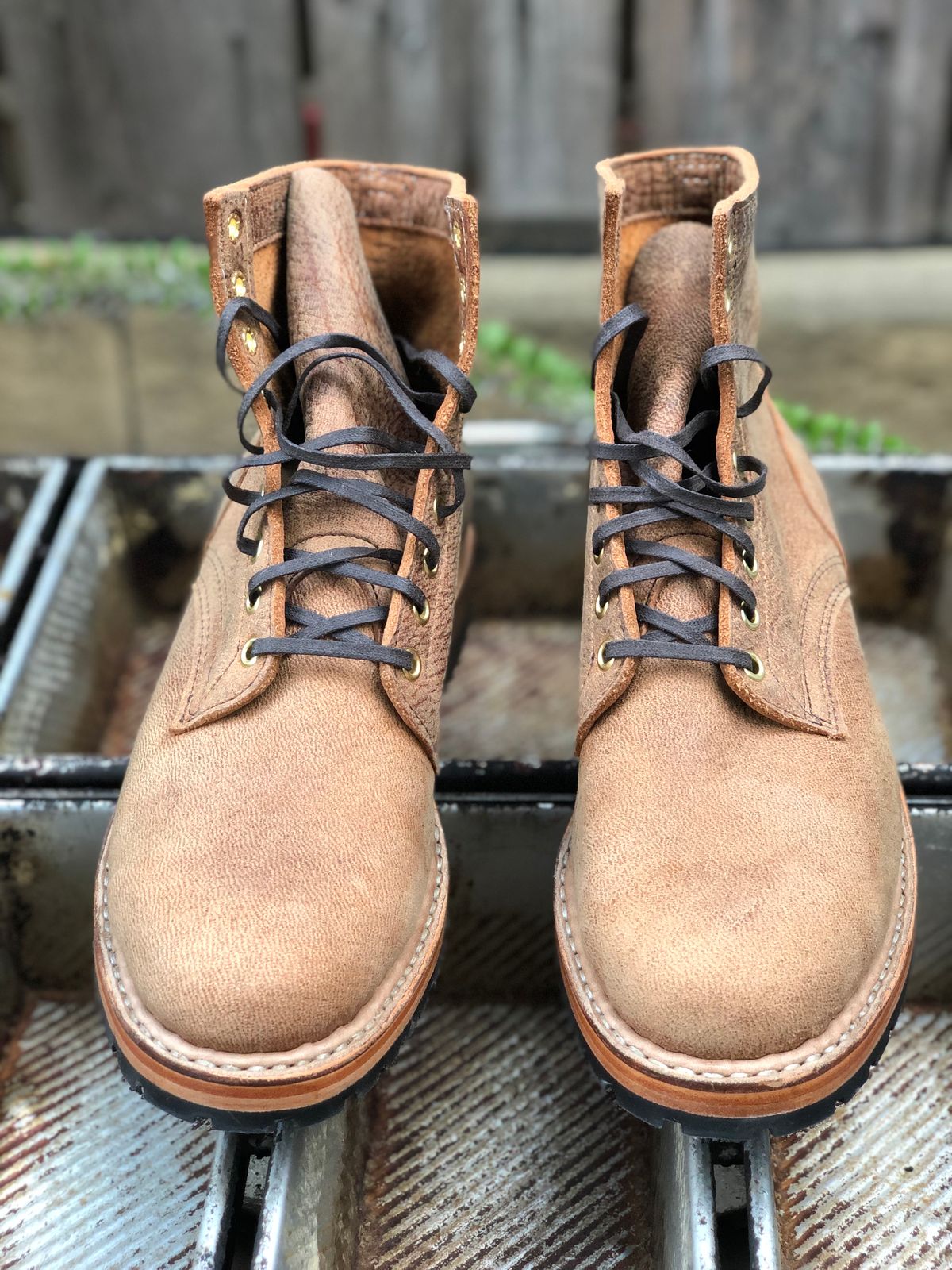 Photo by SierraLizard on October 1, 2023 of the White's MP-Sherman Plain Toe in New Rosewood Waxed Elk Unicorn.