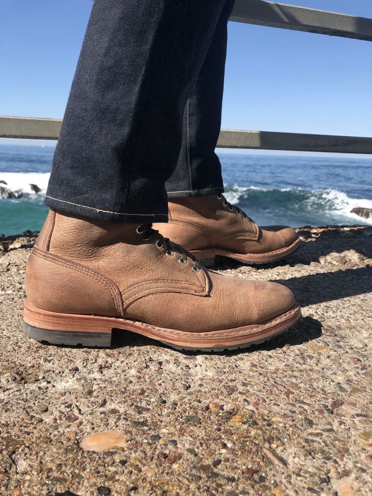 Photo by SierraLizard on November 3, 2023 of the White's MP-Sherman Plain Toe in New Rosewood Waxed Elk Unicorn.
