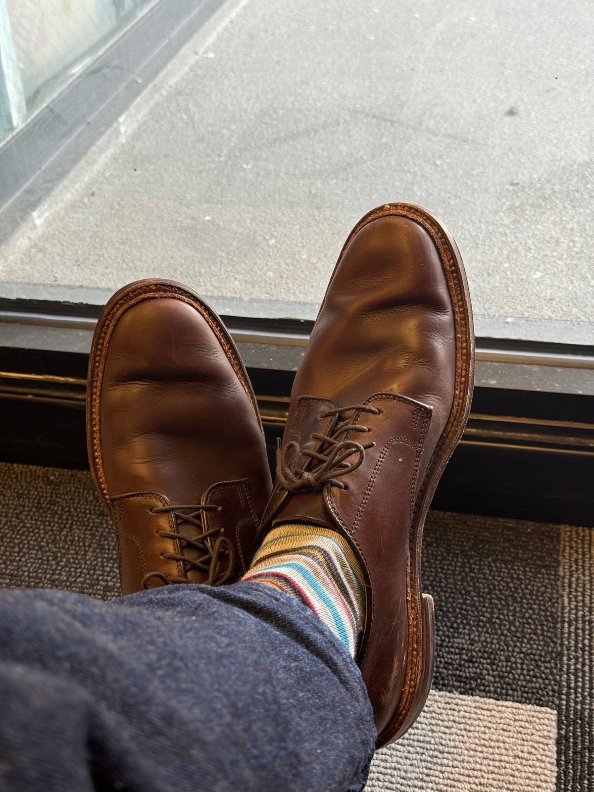 Photo by SierraLizard on December 4, 2024 of the Alden Plain Toe Blucher in Horween Brown Chromexcel.