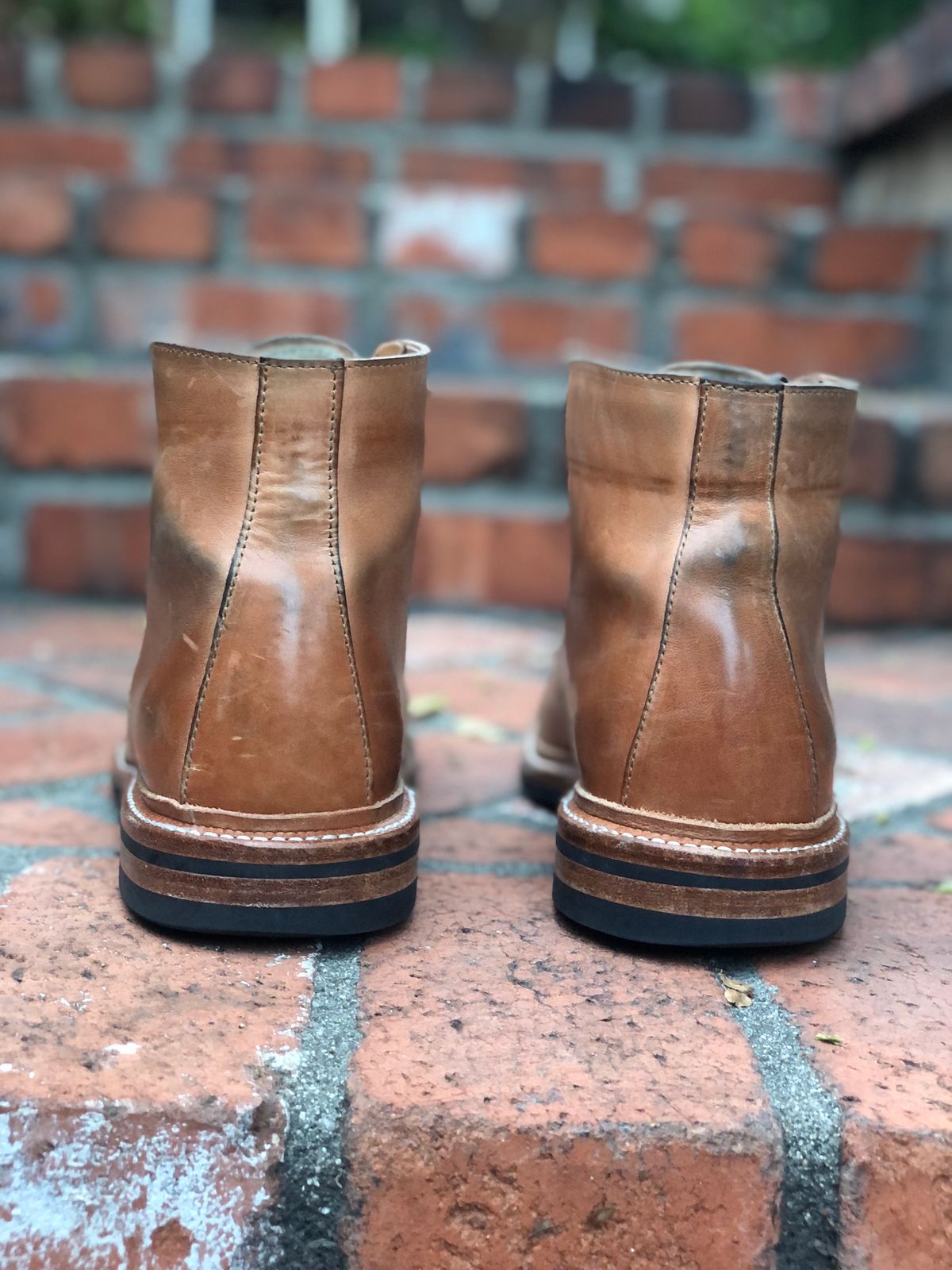 Photo by SierraLizard on December 3, 2022 of the Oak Street Bootmakers Lakeshore Boot in Maryam Natural Horsebutt.