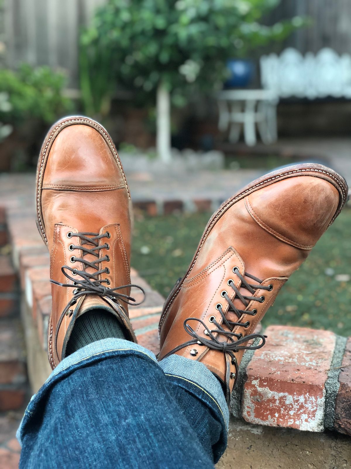 Photo by SierraLizard on February 2, 2023 of the Oak Street Bootmakers Lakeshore Boot in Maryam Natural Horsebutt.