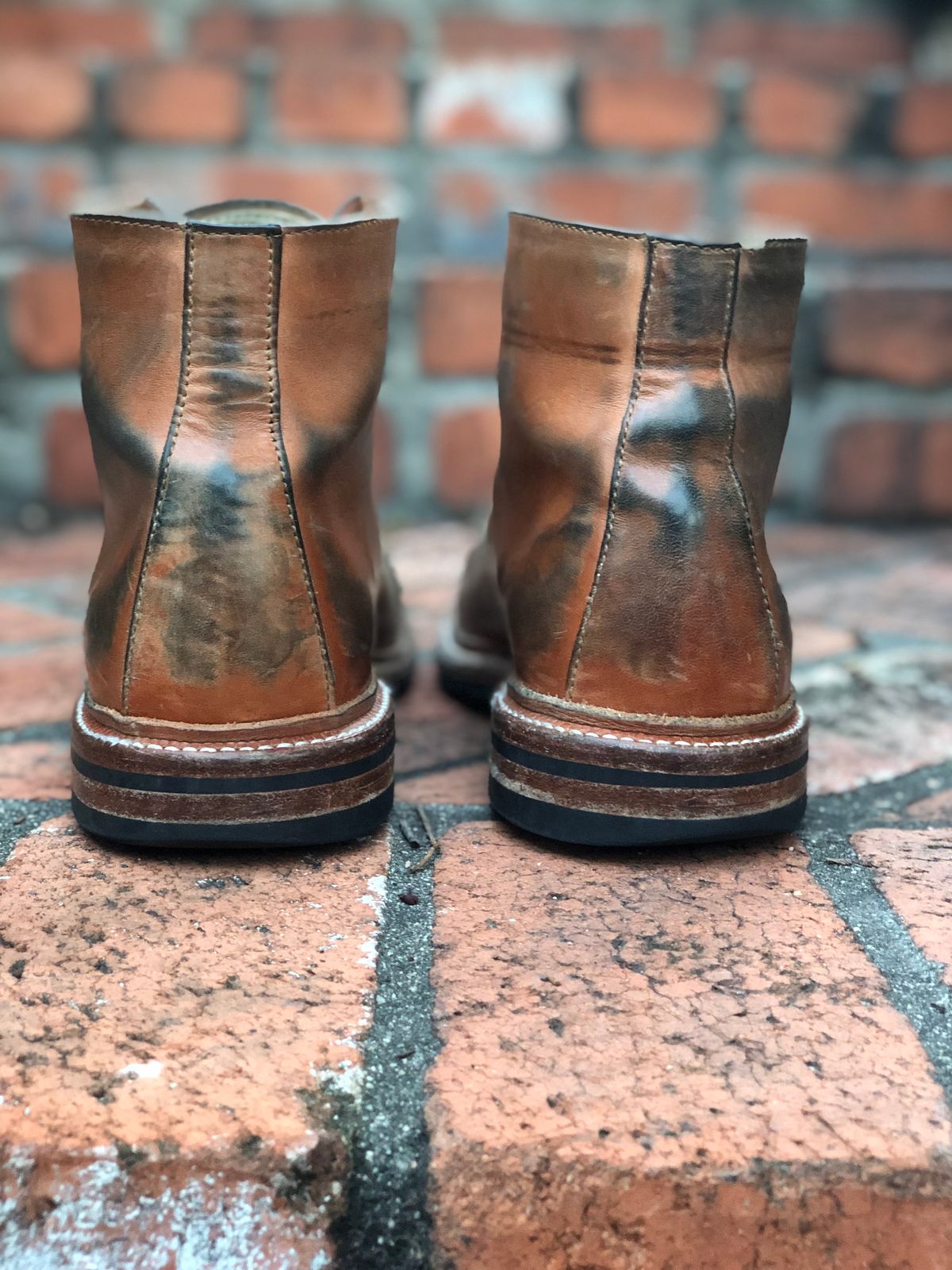 Photo by SierraLizard on April 3, 2023 of the Oak Street Bootmakers Lakeshore Boot in Maryam Natural Horsebutt.