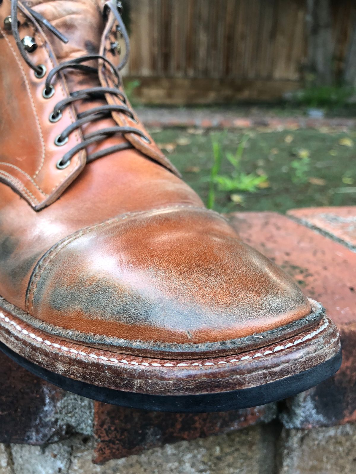 Photo by SierraLizard on April 3, 2023 of the Oak Street Bootmakers Lakeshore Boot in Maryam Natural Horsebutt.