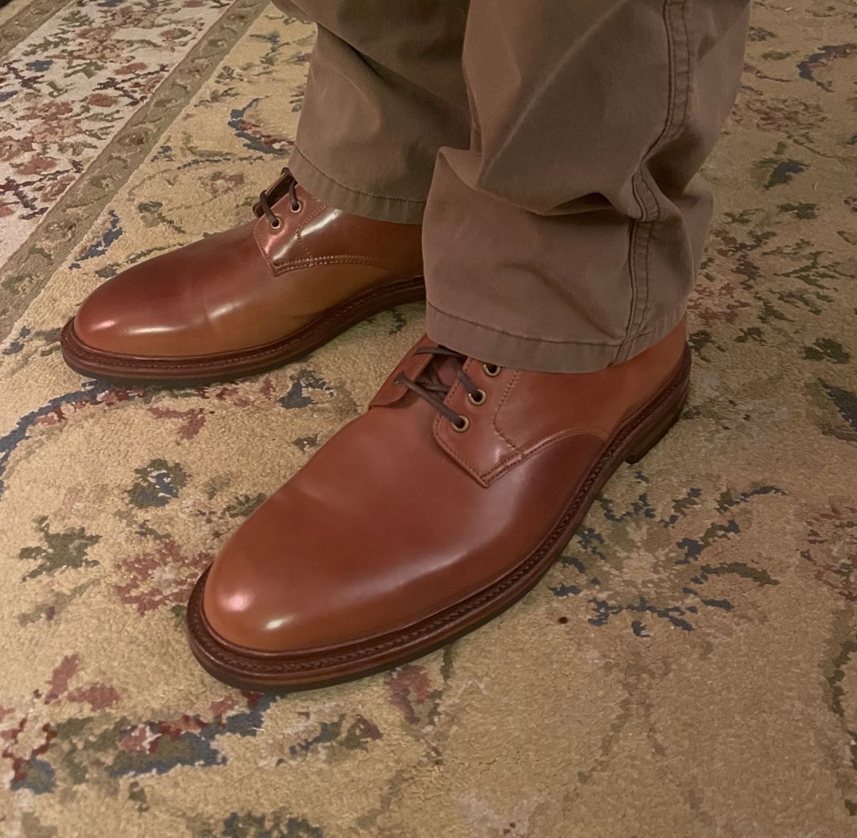 Photo by serviceadvisorwalking on October 1, 2022 of the Grant Stone Edward Boot in Horween Honey Glazed Shell Cordovan.