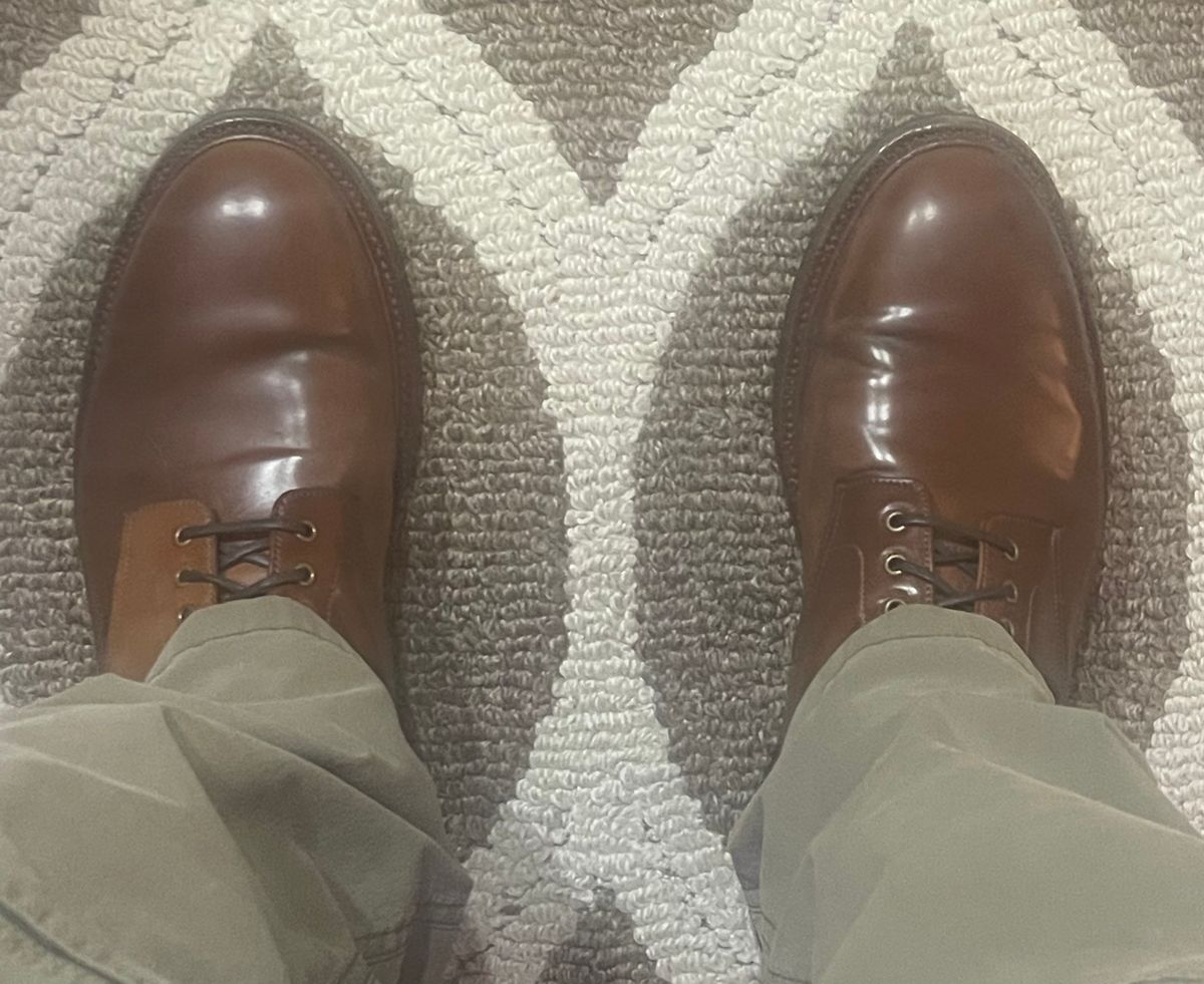 Photo by serviceadvisorwalking on December 2, 2022 of the Grant Stone Edward Boot in Horween Honey Glazed Shell Cordovan.