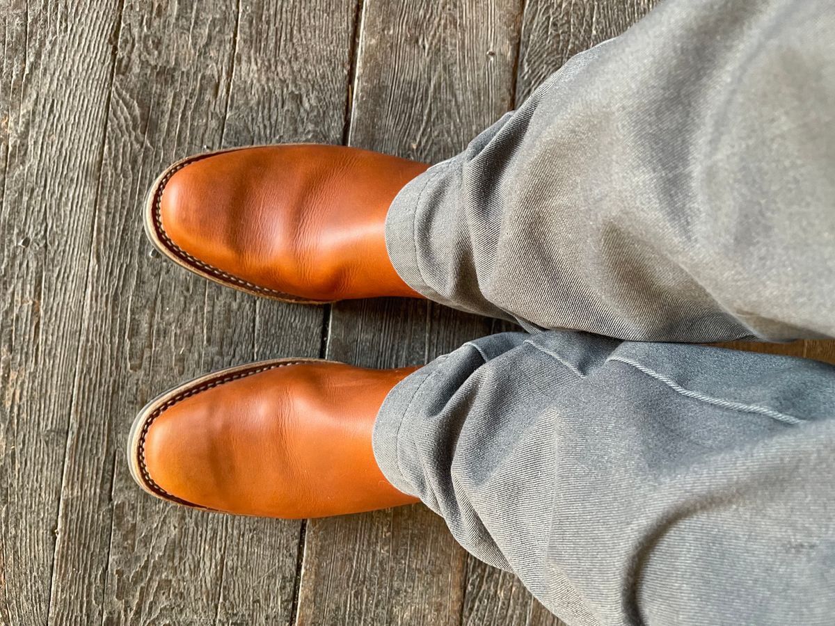 Photo by Eazydoesit on November 25, 2023 of the Wesco Boss Engineer Boot in Seidel British Tan Domain.