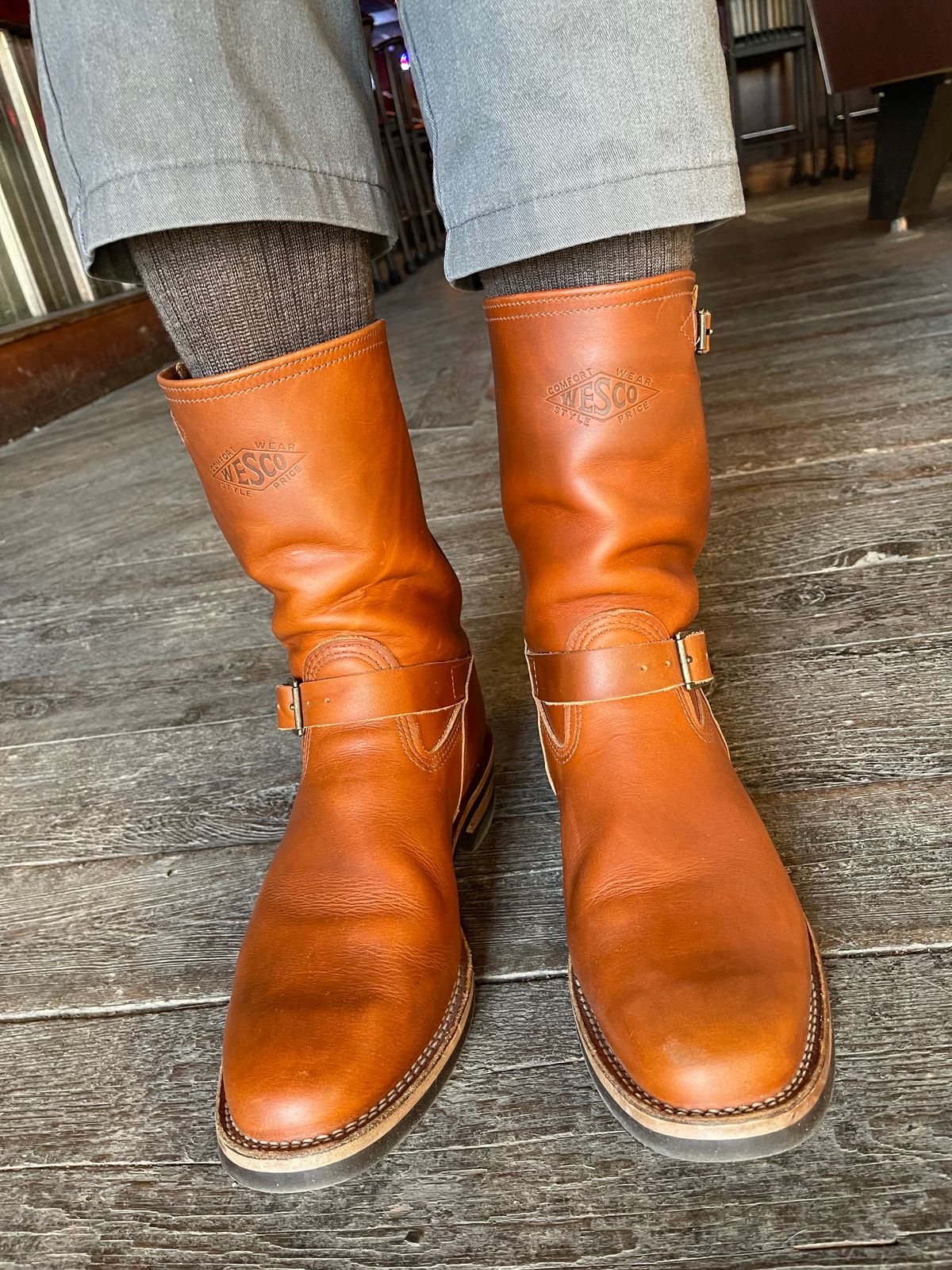 Photo by Eazydoesit on November 25, 2023 of the Wesco Boss Engineer Boot in Seidel British Tan Domain.