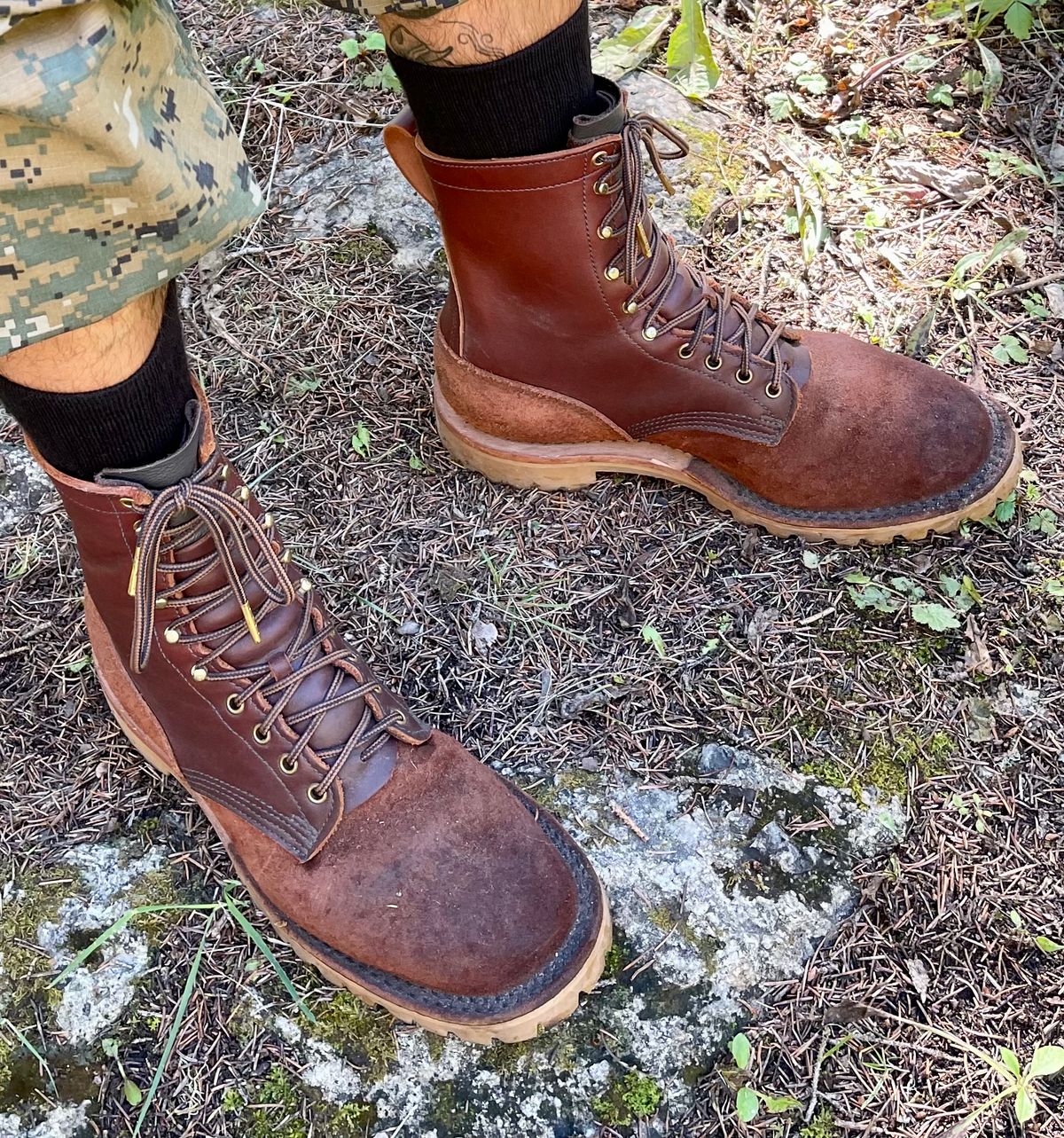 Photo by Eazydoesit on September 11, 2023 of the JK Boots O.T. in Seidel Redwood Oil Tan Roughout.