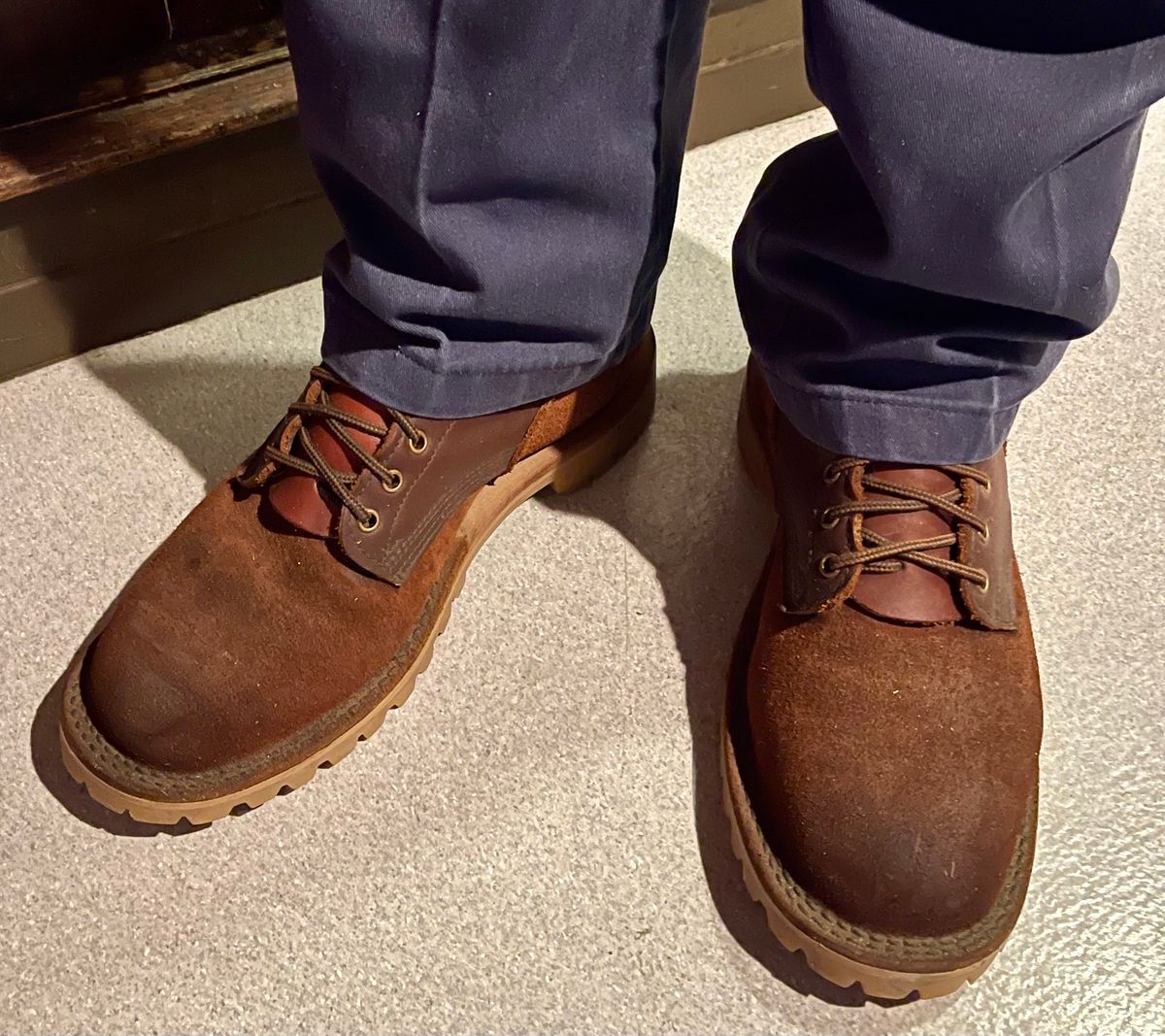 Photo by Eazydoesit on September 22, 2023 of the JK Boots O.T. in Seidel Redwood Oil Tan Roughout.