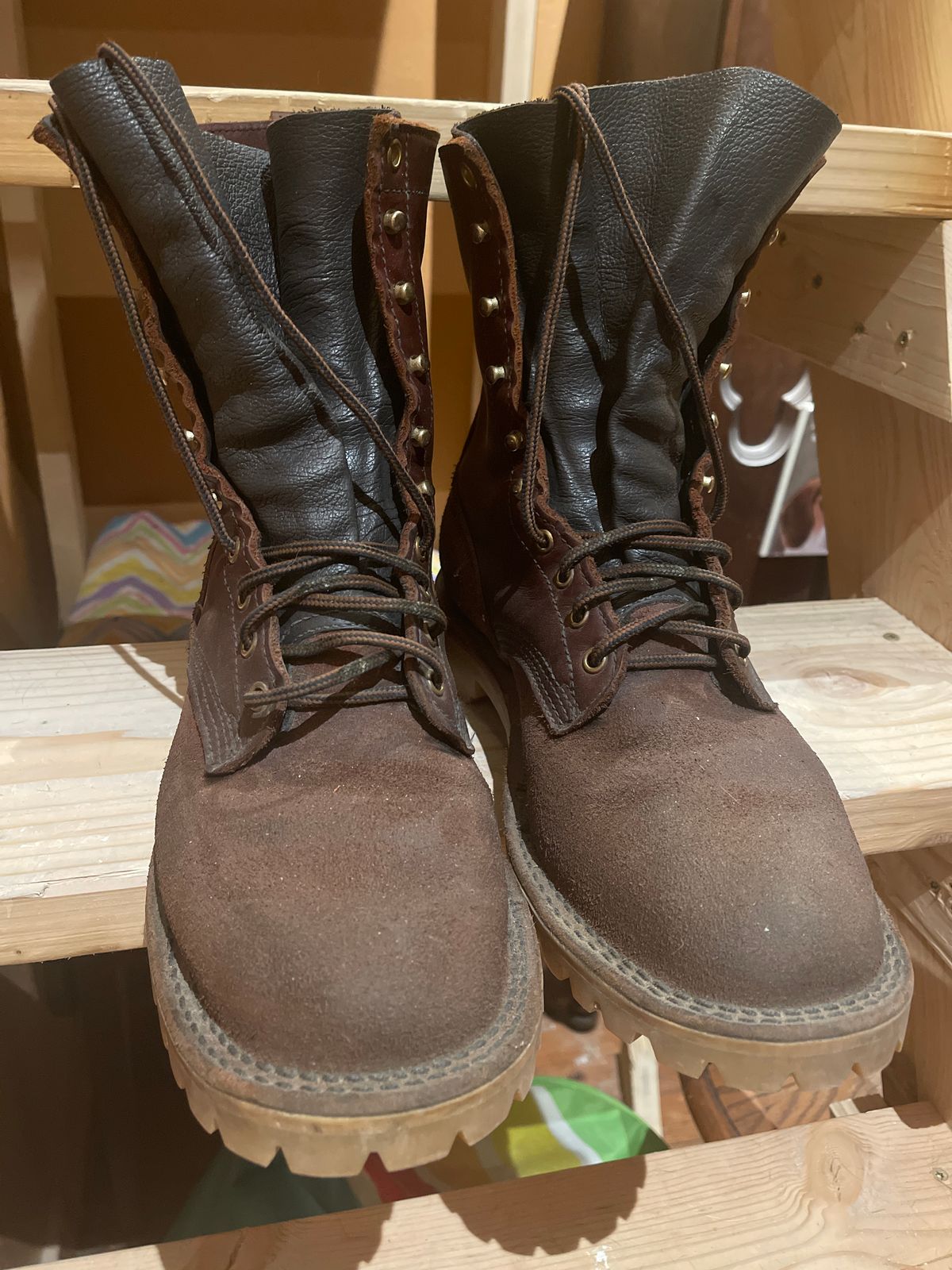Photo by Eazydoesit on November 30, 2023 of the JK Boots O.T. in Seidel Redwood Oil Tan Roughout.