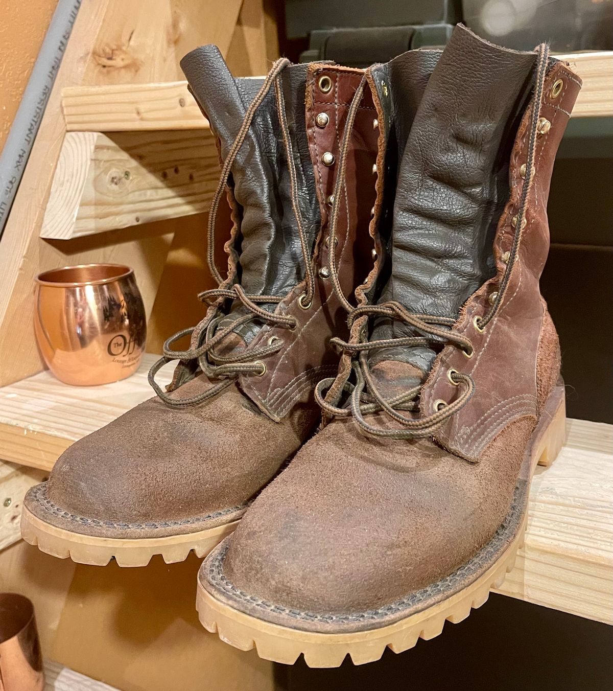 Photo by Eazydoesit on May 23, 2024 of the JK Boots O.T. in Seidel Redwood Oil Tan Roughout.