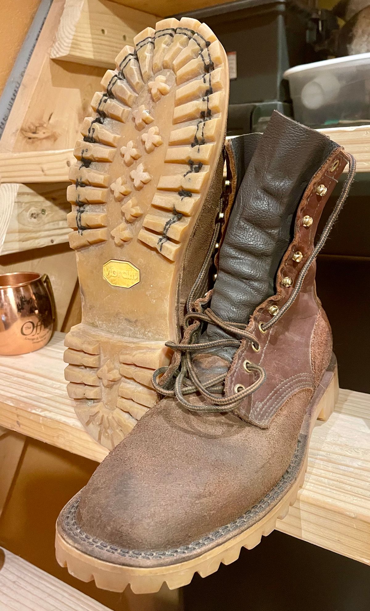 Photo by Eazydoesit on May 23, 2024 of the JK Boots O.T. in Seidel Redwood Oil Tan Roughout.