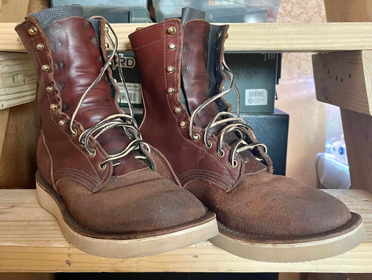 Photo by Eazydoesit on March 1, 2025 of the JK Boots O.T. in Seidel Redwood Oil Tan Roughout.