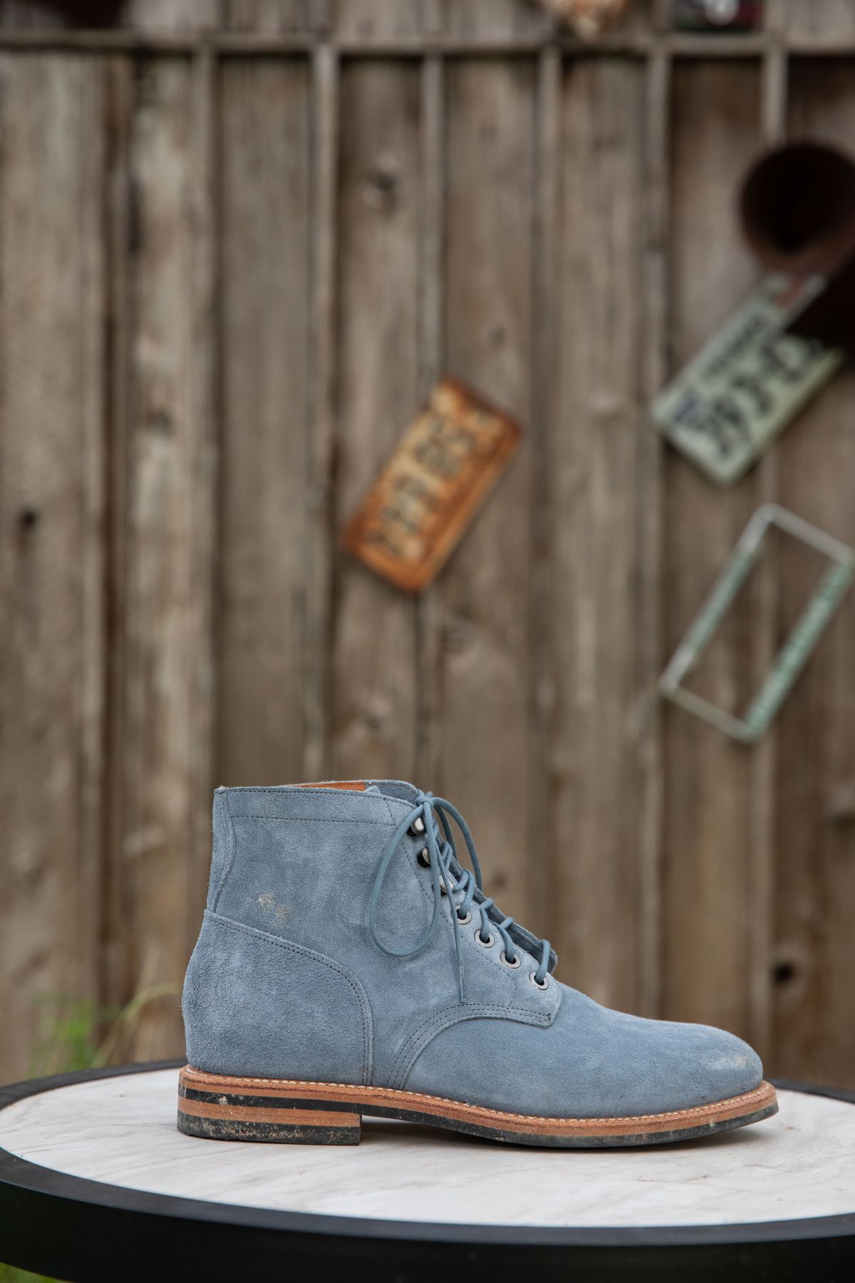 Photo by melquiades on November 6, 2023 of the Grant Stone Nora Boot in C.F. Stead Baltic Kudu Reverse.