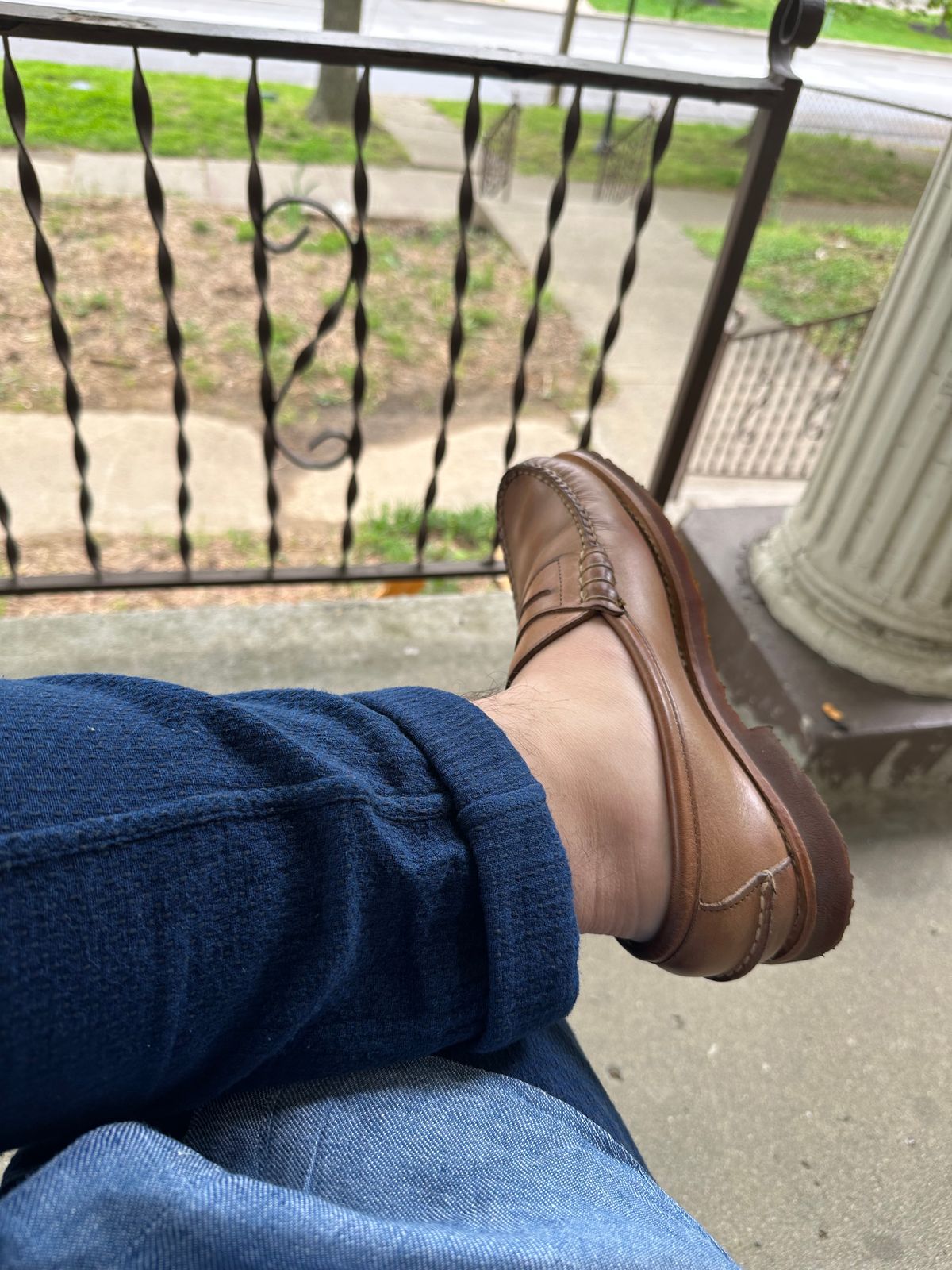 Photo by eddykinz on April 30, 2023 of the Rancourt & Co. Beefroll Penny Loafers in Horween Natural Chromexcel.