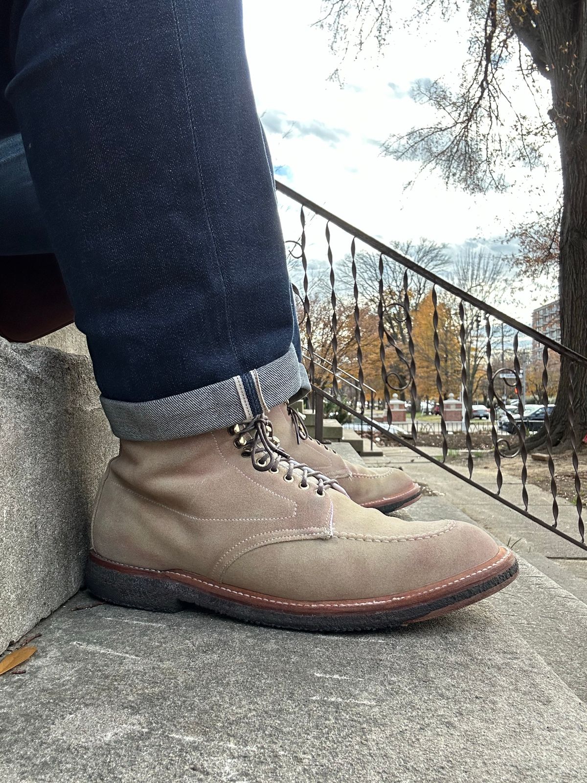 Photo by eddykinz on December 3, 2022 of the Alden Indy Boot in Unlisted Leather.