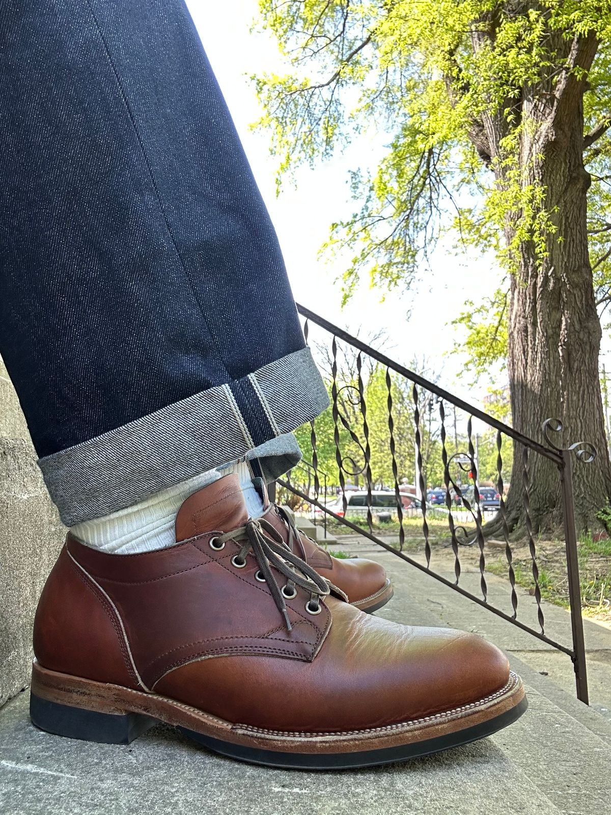 Photo by eddykinz on April 19, 2023 of the Viberg 145 Oxford in Horween Saddle Tan Chromepak.